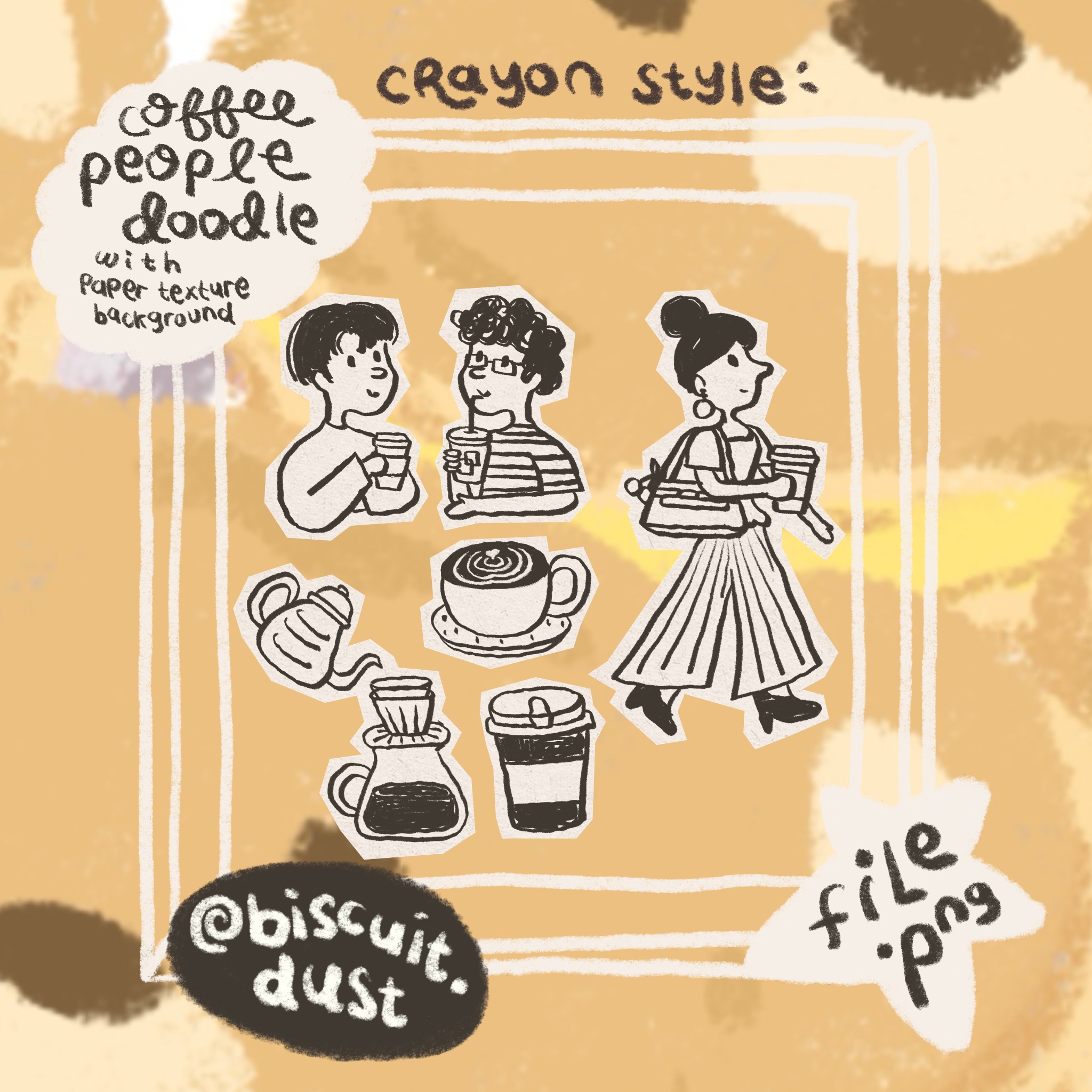 Coffee People with Paper Texture Background 55