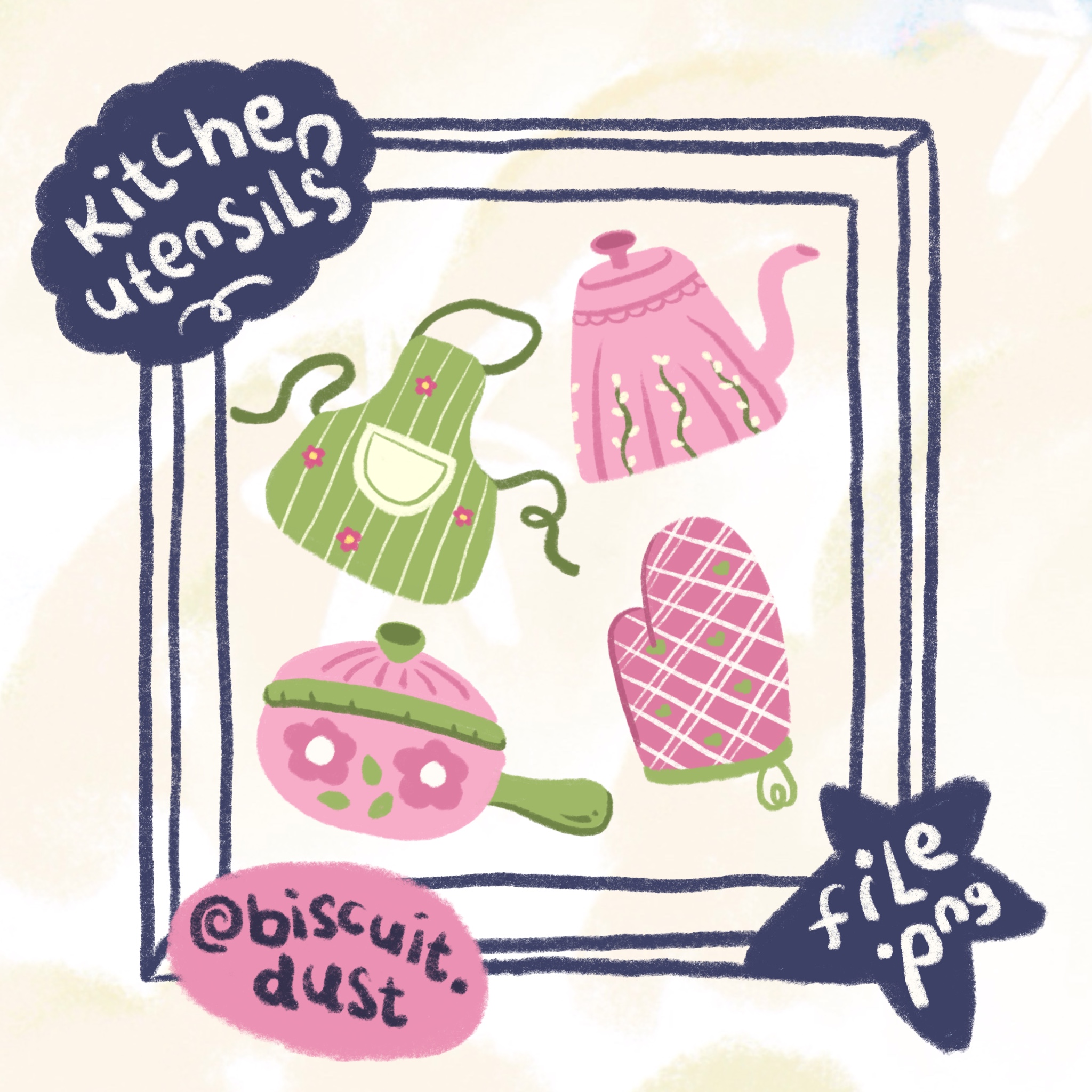 Pink Green Kitchen Utensils 039