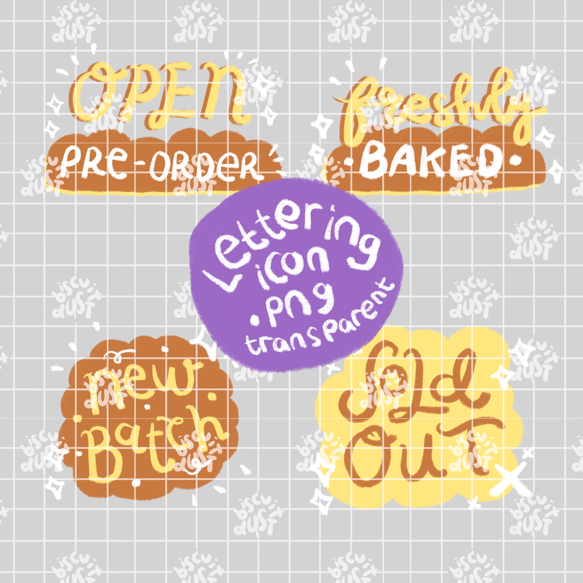 Brown-yellow hand lettering icon - Lettering 030