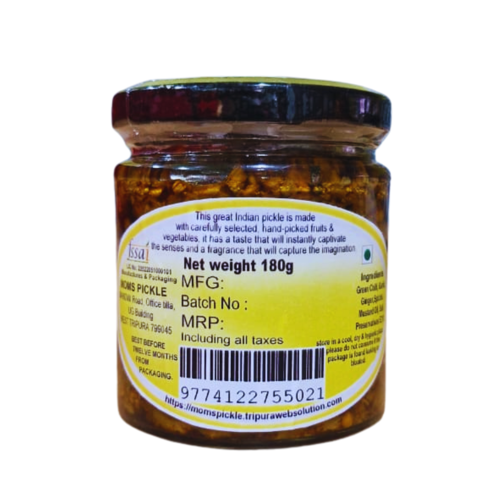 Pure Homemade Spicy Green Chilli Pickles | Mirche ka achar |Marich er achar 180g