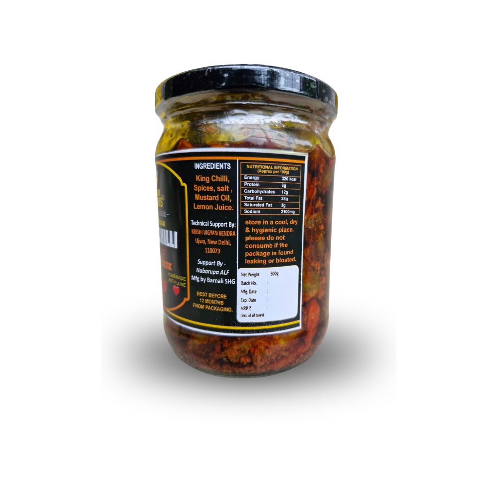 Popular Moms King Chilli Pickle  | Naga Chilli | Homemade Traditional Achar | Glass Jar Packed 500g