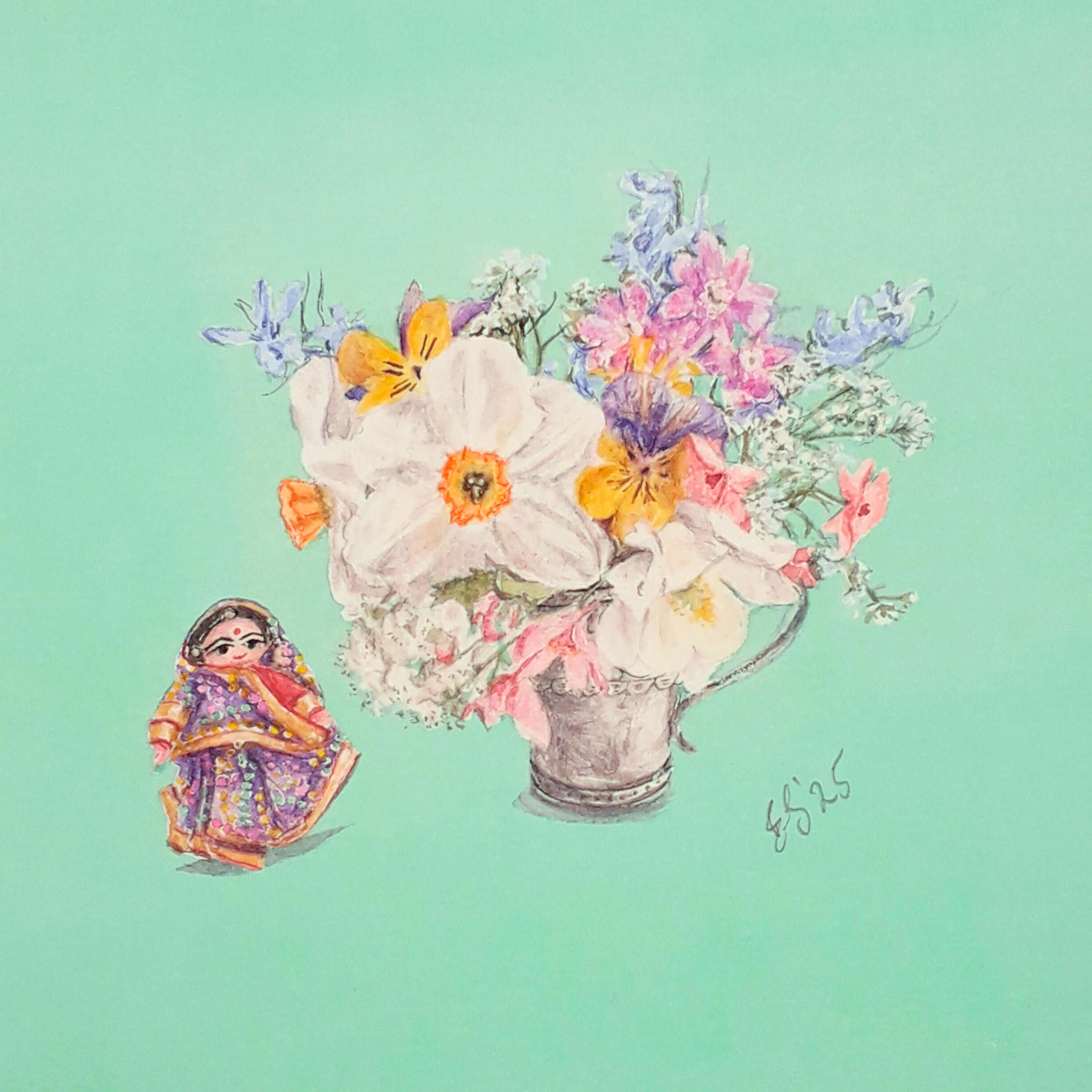 Flowers & Doll in Sari