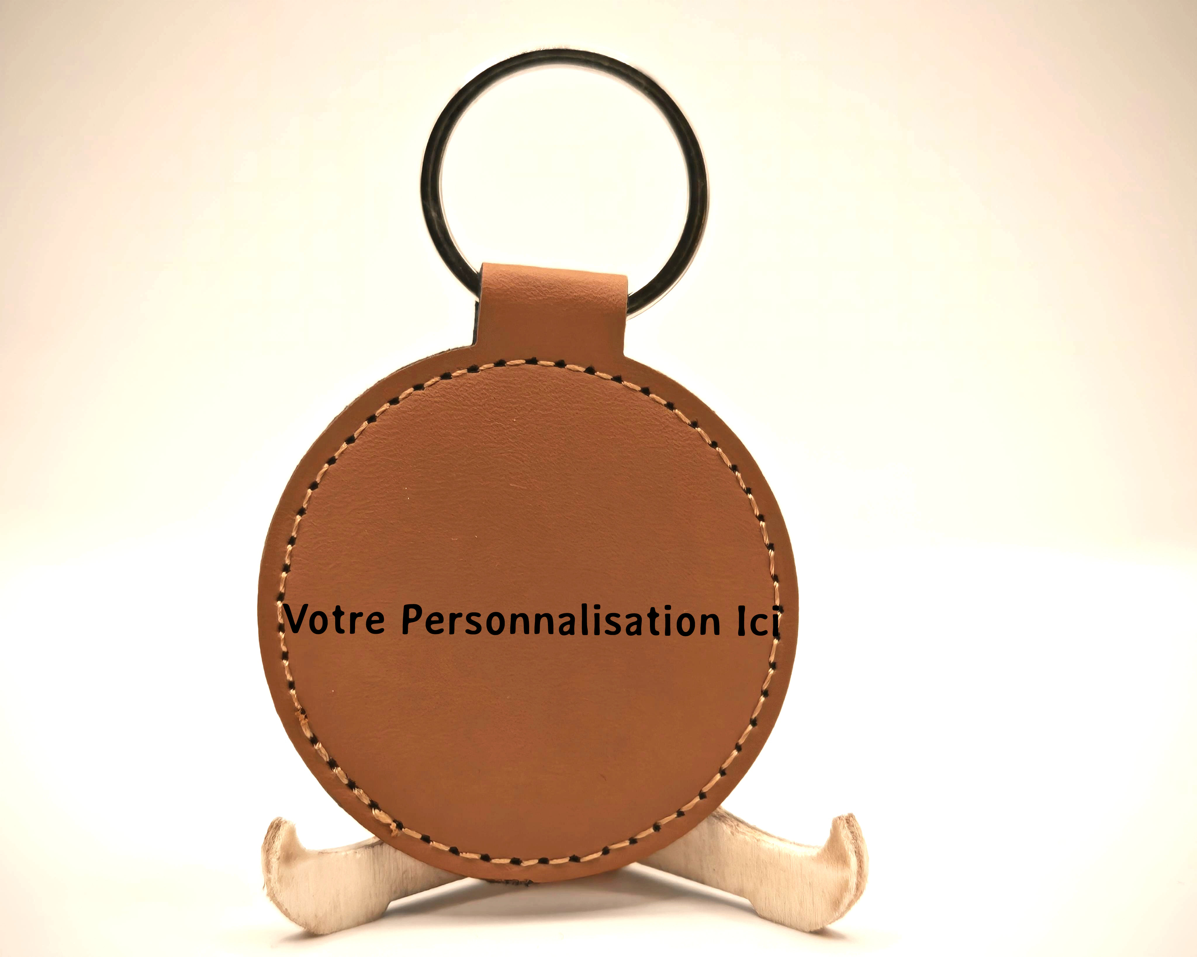 Porte-clés Personnalisés en  Simili Cuir Forme Ronde