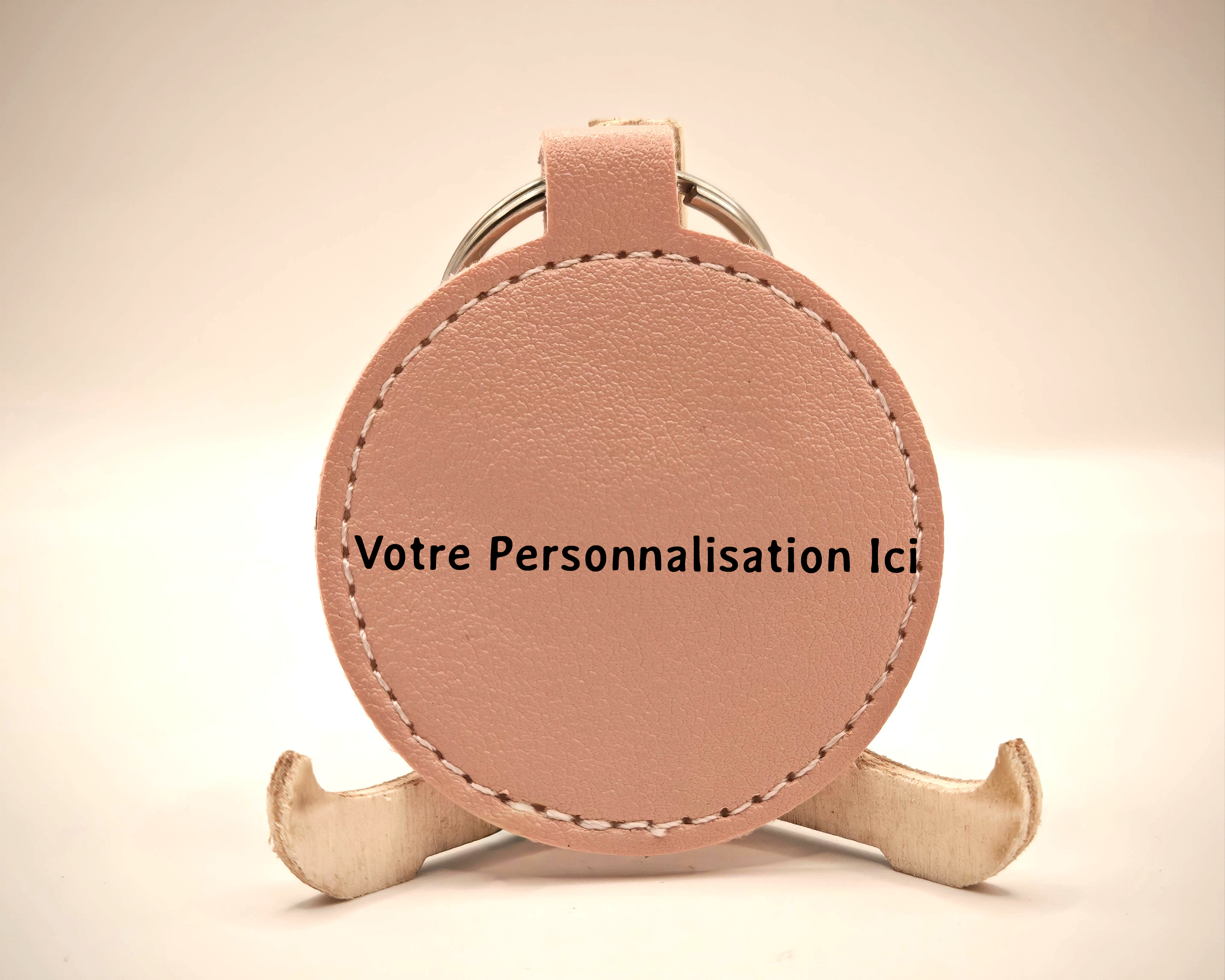 Porte-clés Personnalisés en  Simili Cuir Forme Ronde
