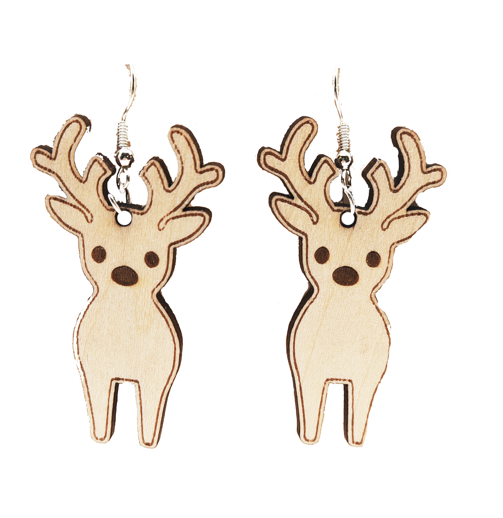 Boucles d'oreilles en bois en forme de renne