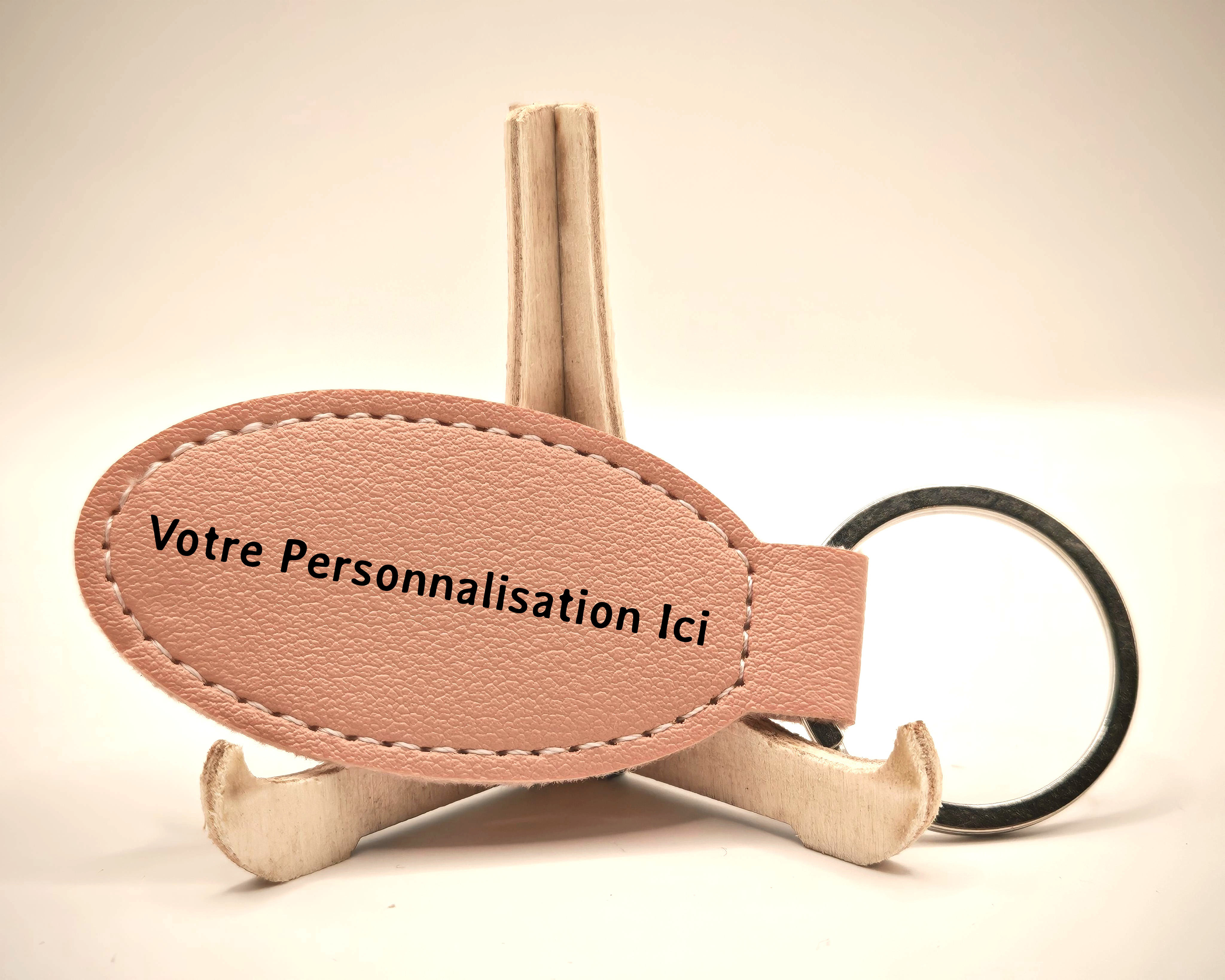 Porte-clés Personnalisés en Simili Cuir Forme Ovale