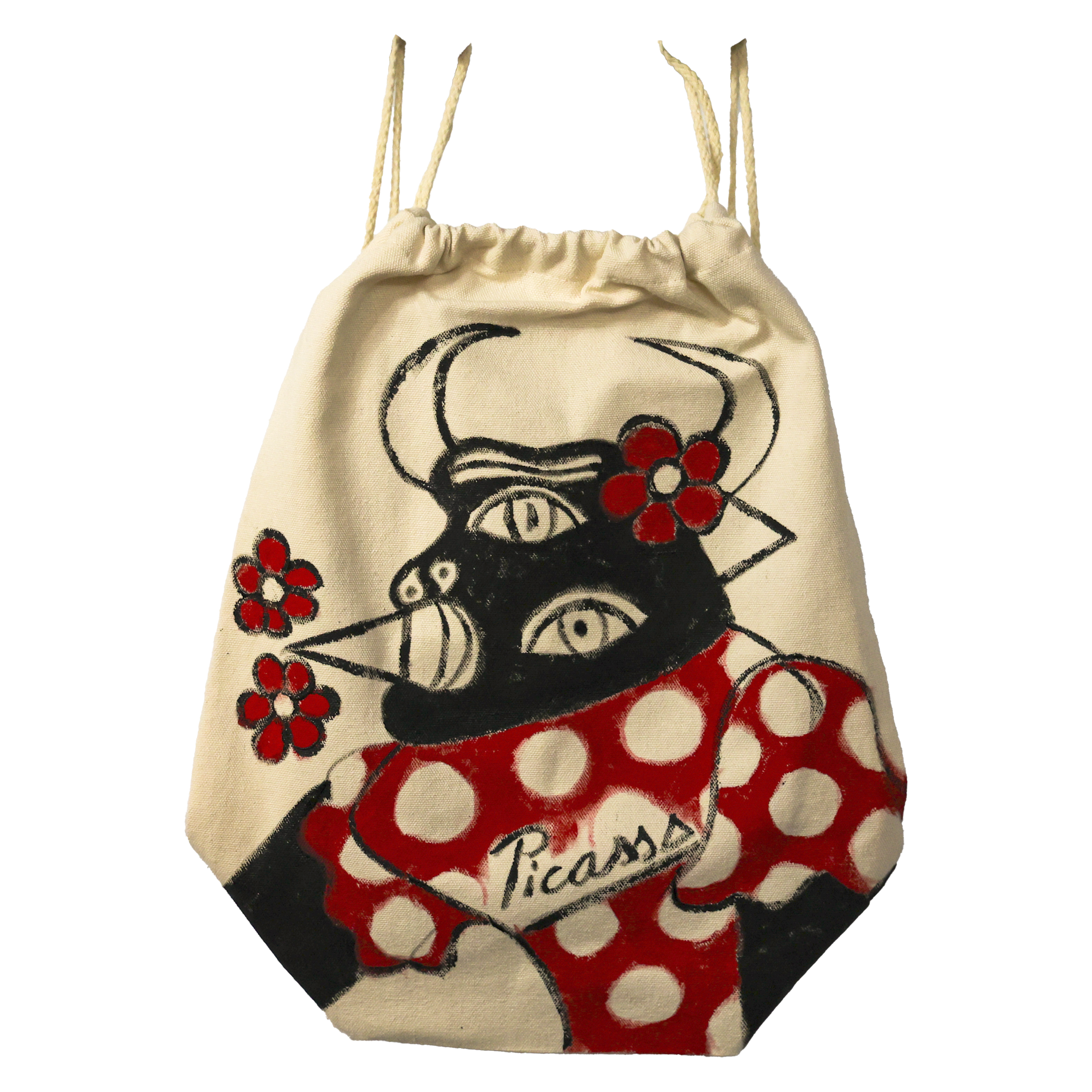 Mochila de algodón con arte de toro