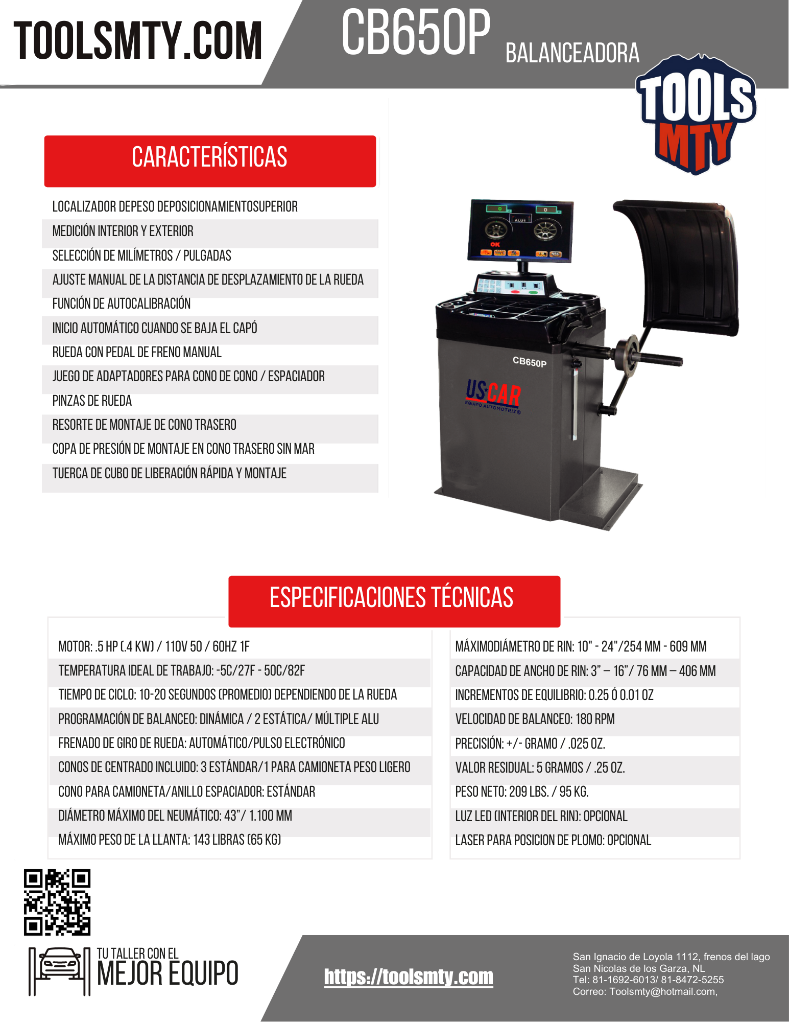 Balanceadora de llantas CB650P hasta llanta 34"