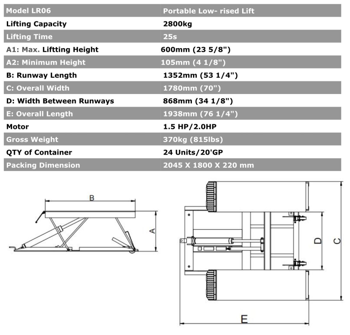 Rampa frenera de cap. 6,000 lbs mod. RL06