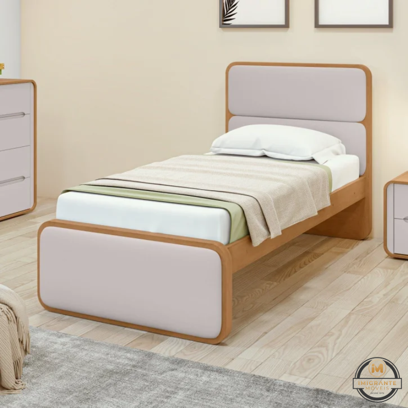 Cama Lupas 1,01m com Cabeceira Estampada