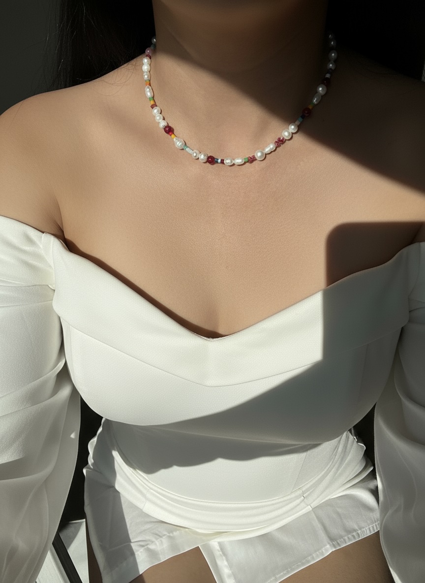 Handmade Pearl Beaded Necklace