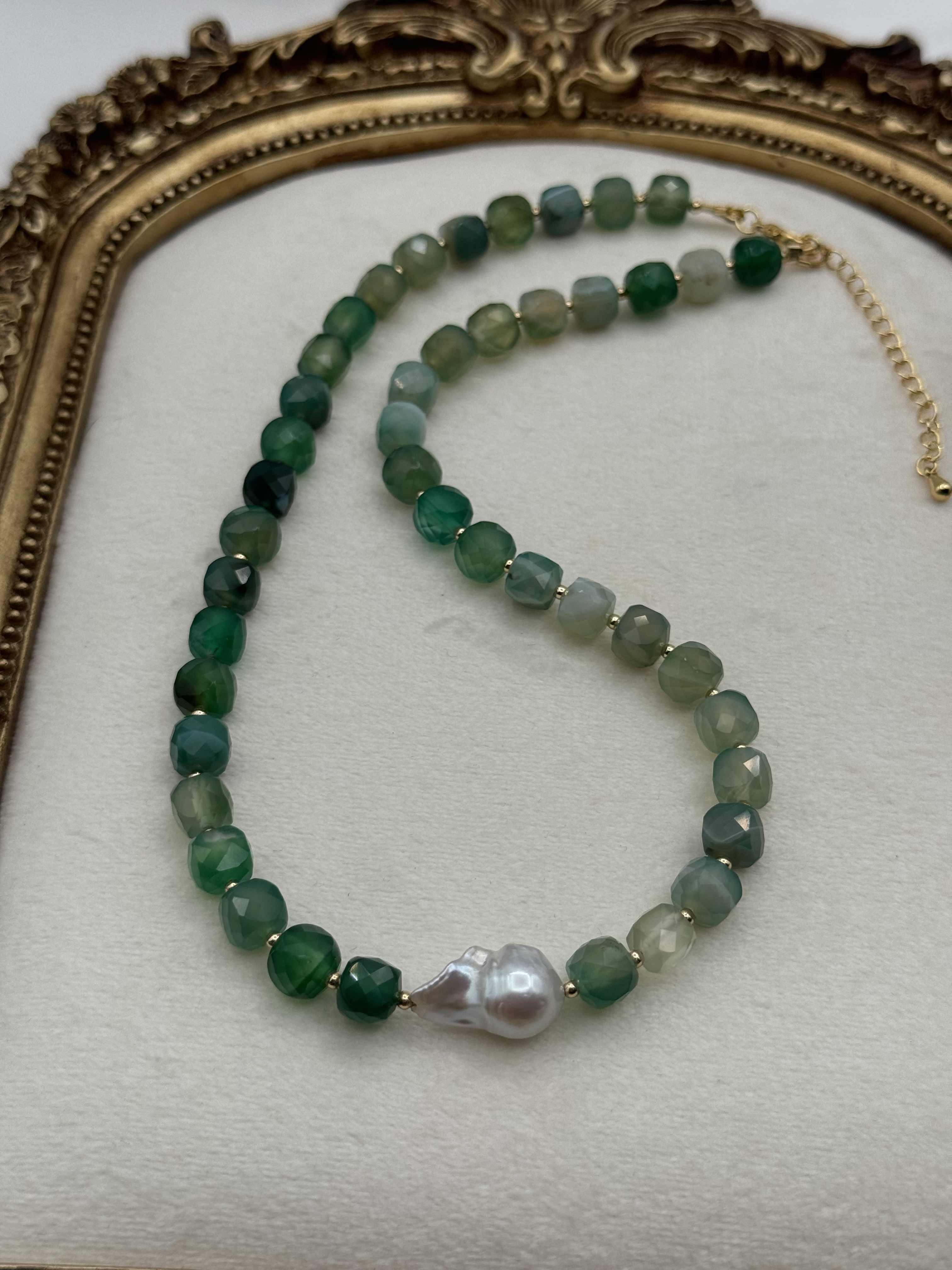 Green Agate Beaded Necklace