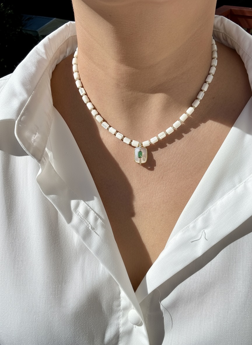 Mother of pearl Beaded  Necklace