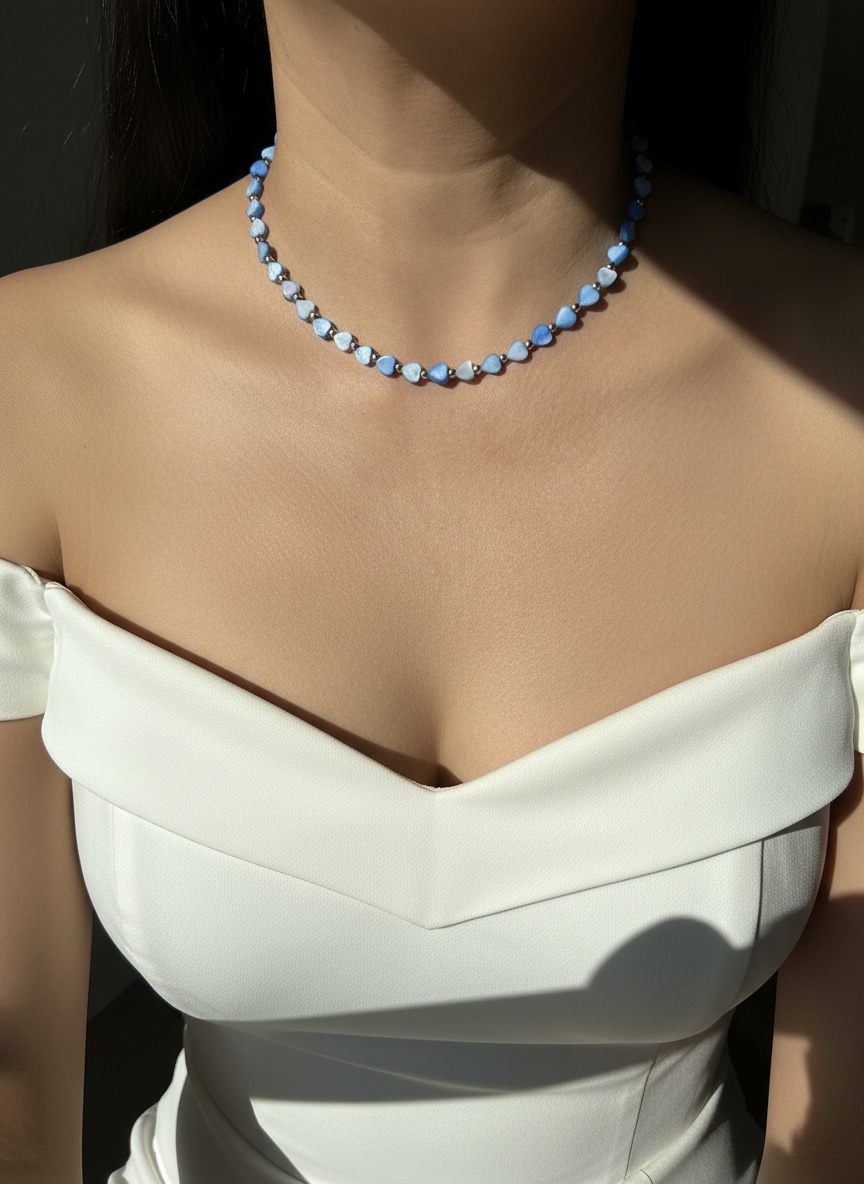 Blue Mother of Pearl Bead Necklace
