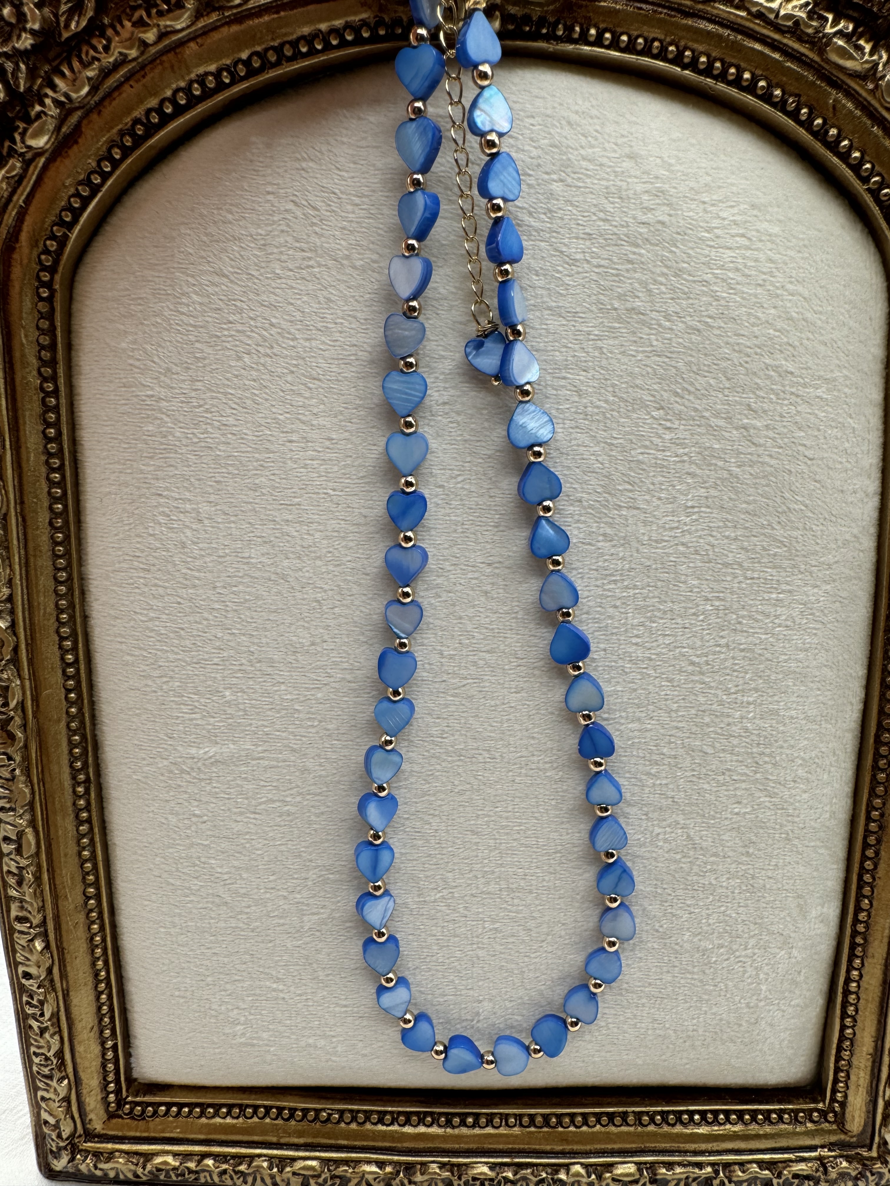 Blue Mother of  Pearl Bead Necklace