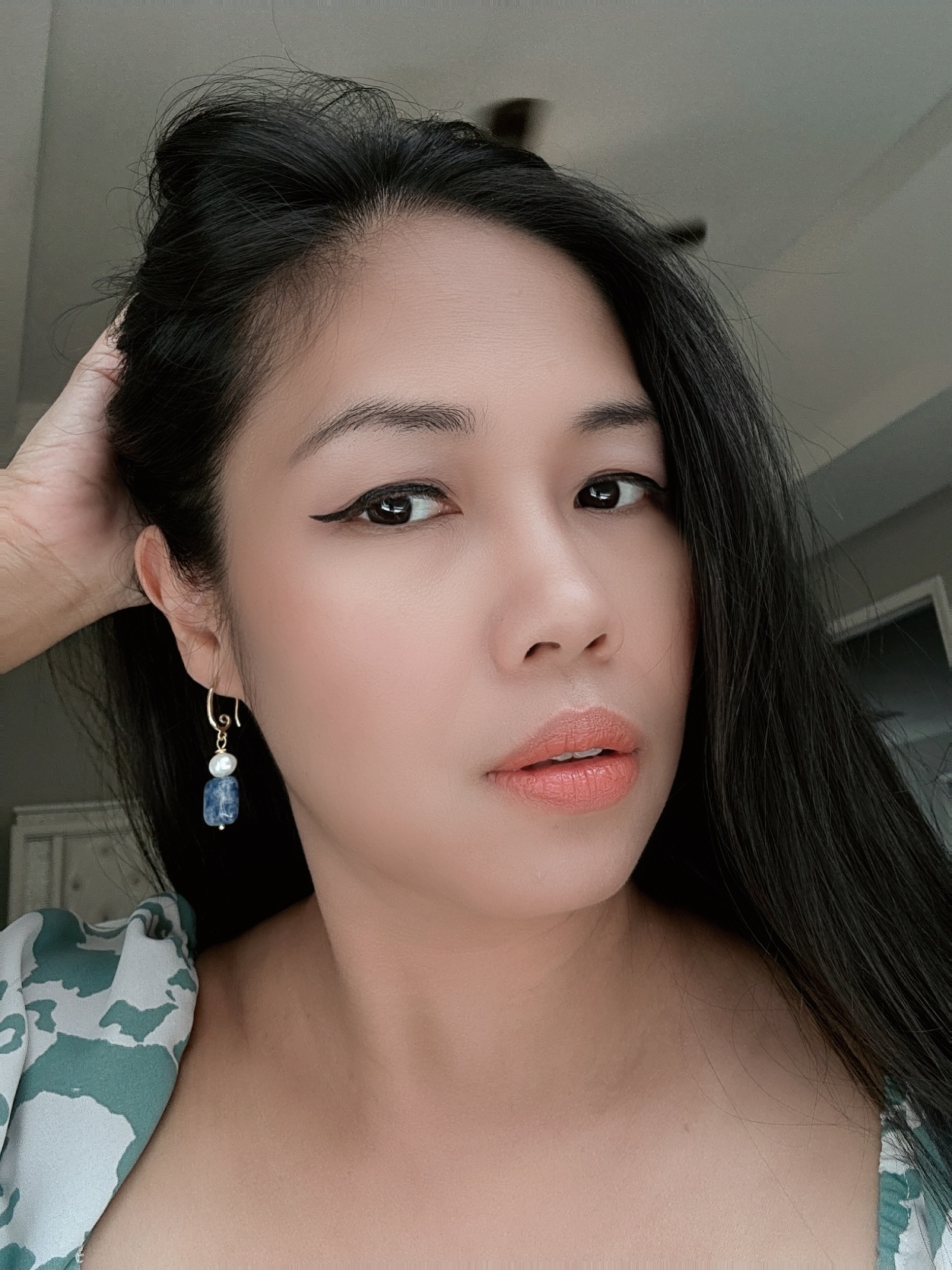 Blue sodalite and Pearl Earrings