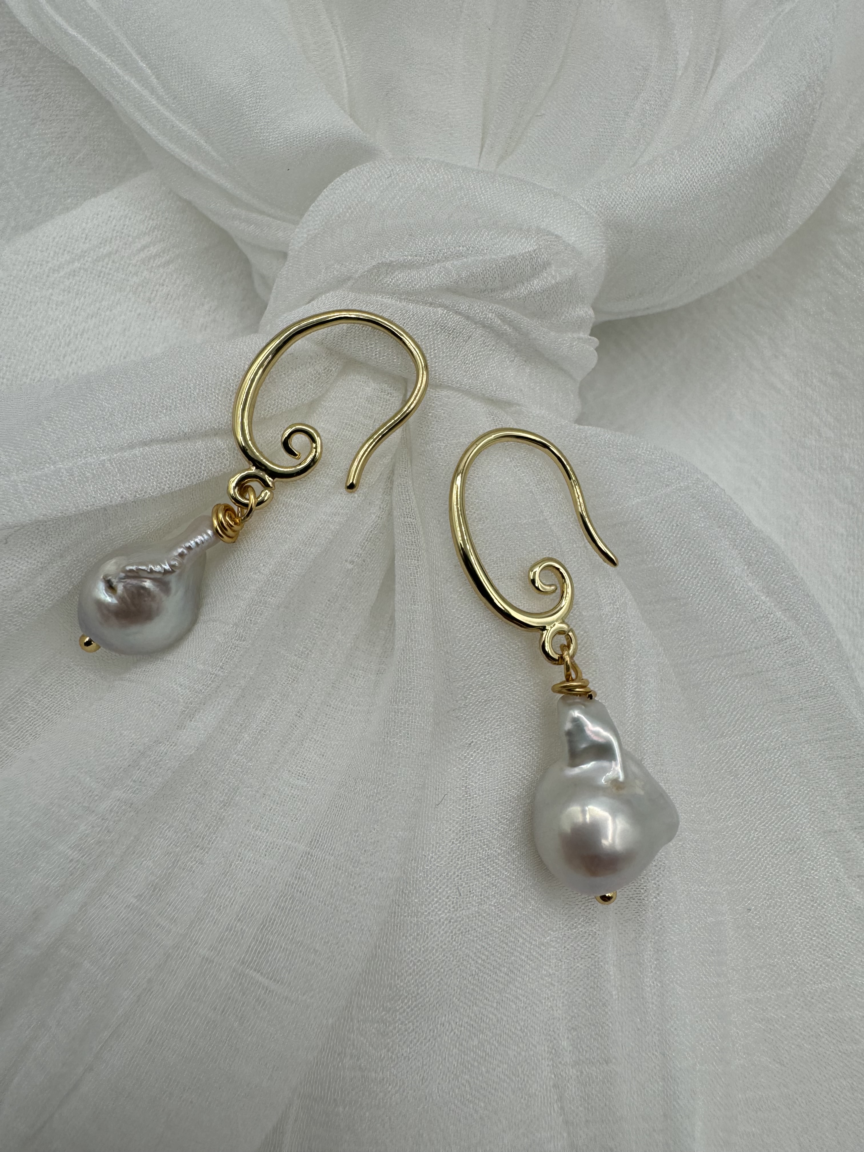 Gold Baroque Pearl Earrings