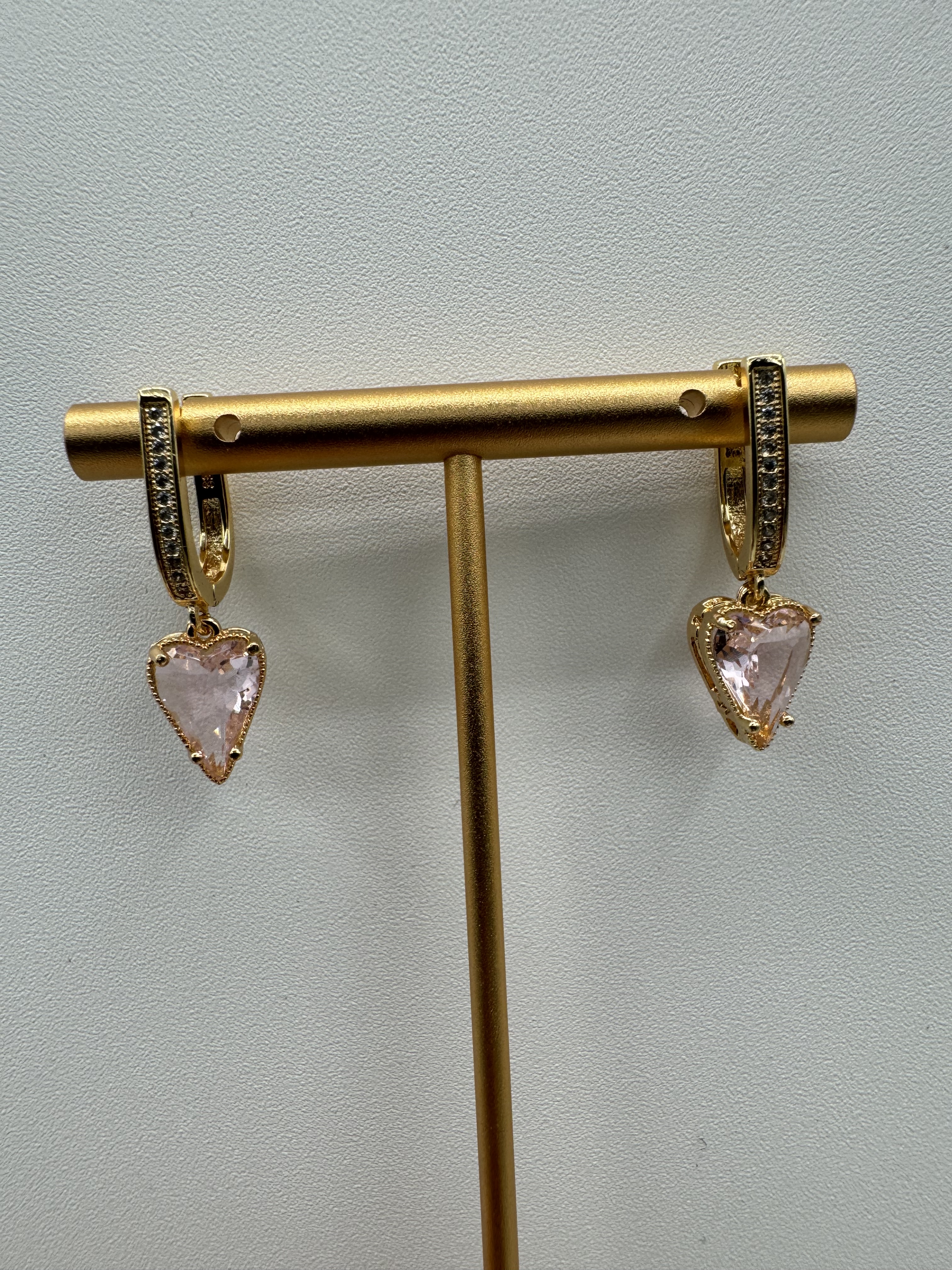 Gold Heart Drop Earrings