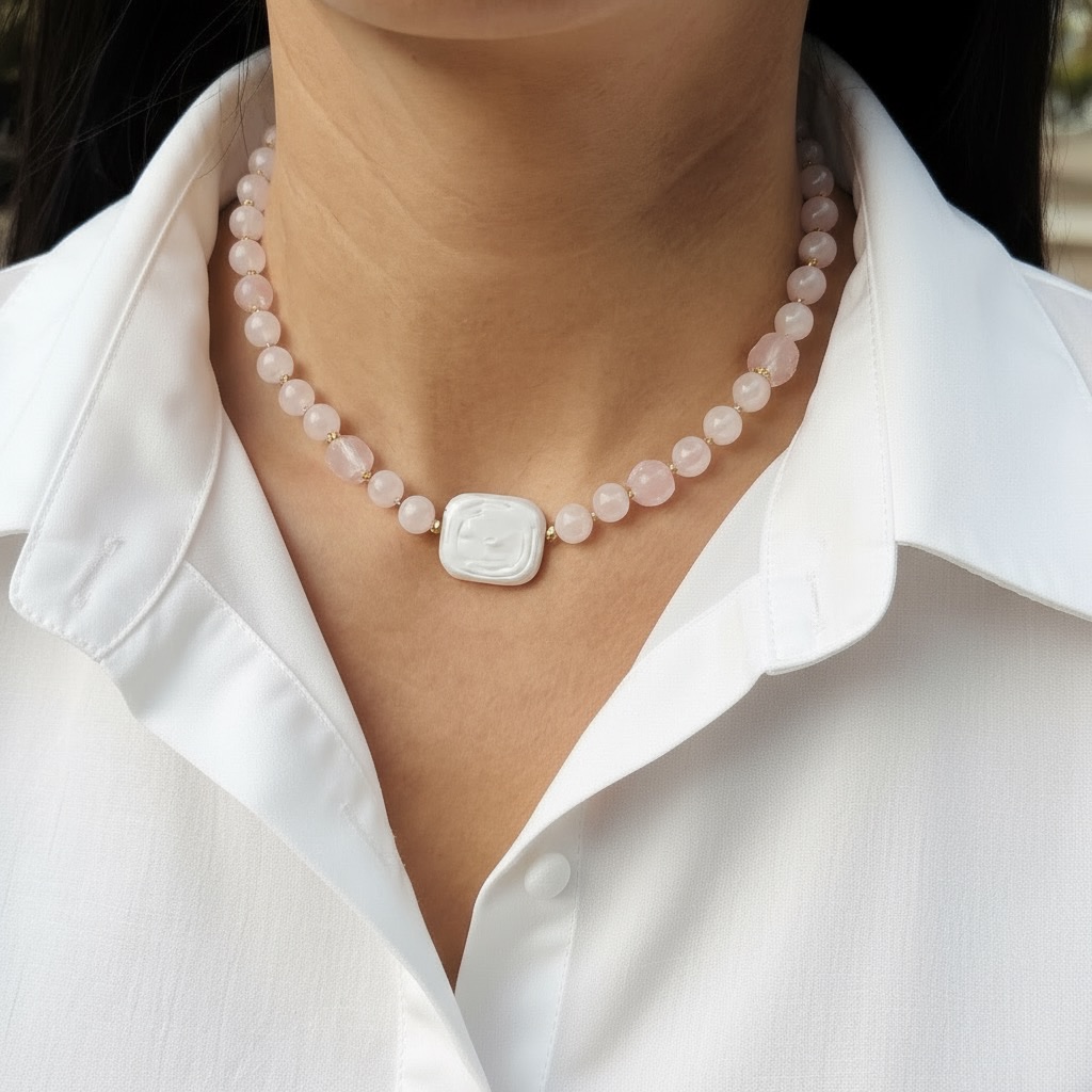 Rose Quartz Beaded Necklace