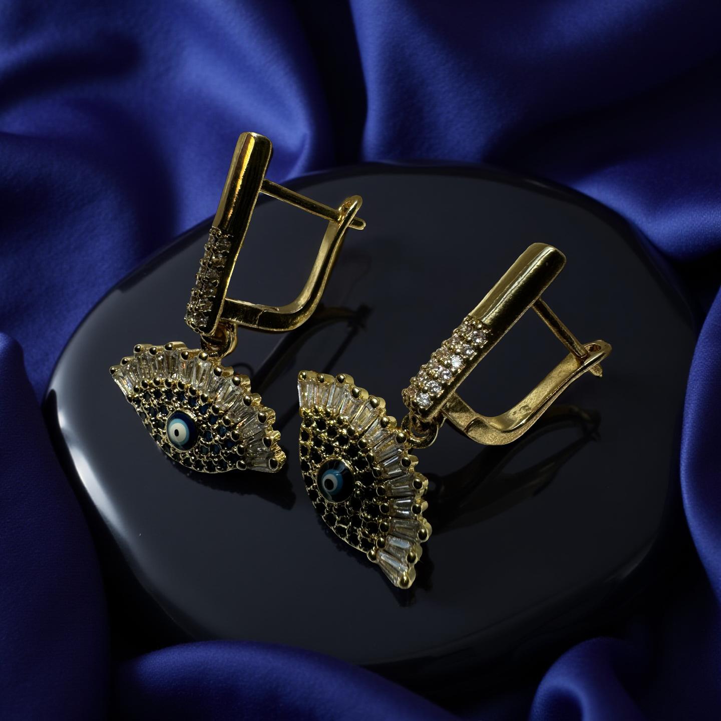 Gold Evil Eye Drop Earrings