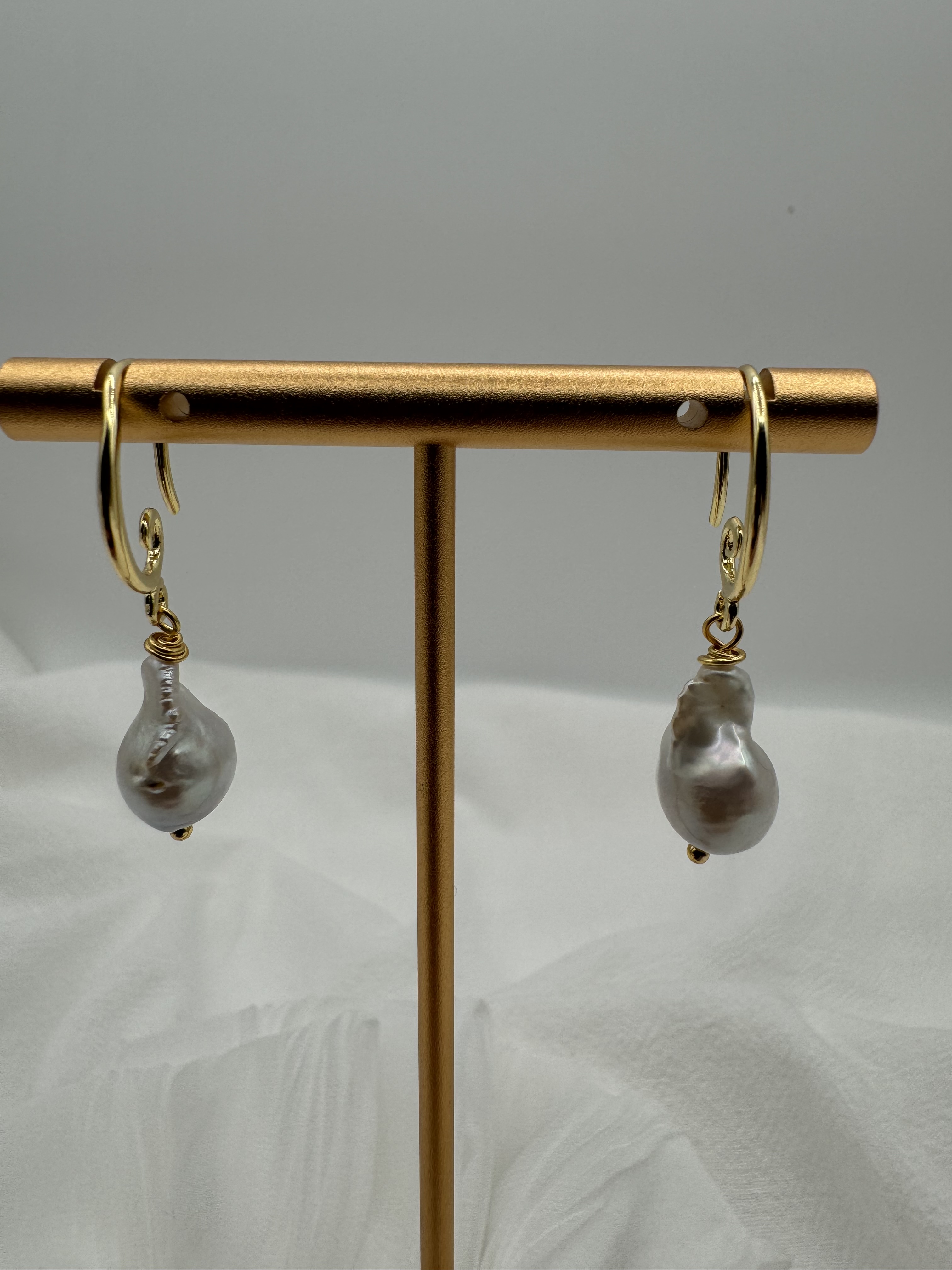 Gold Baroque Pearl Earrings