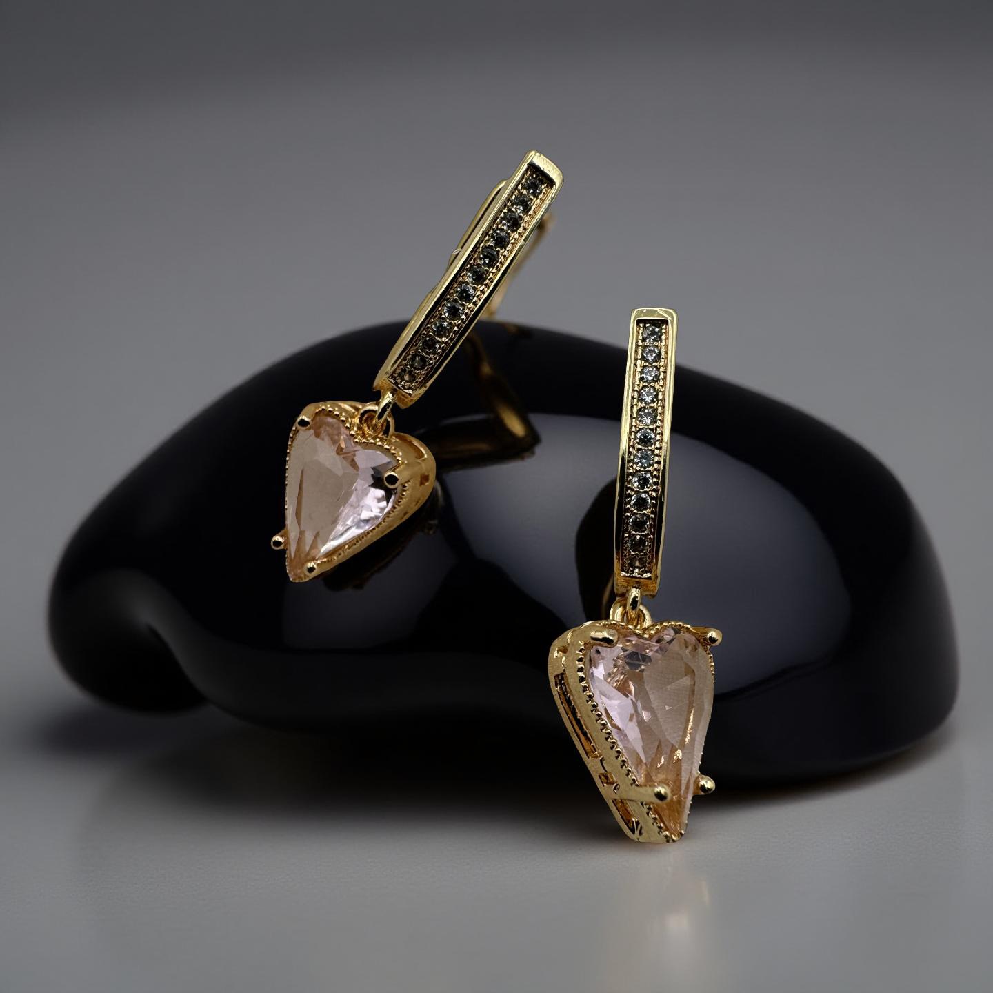 Gold Heart Drop Earrings