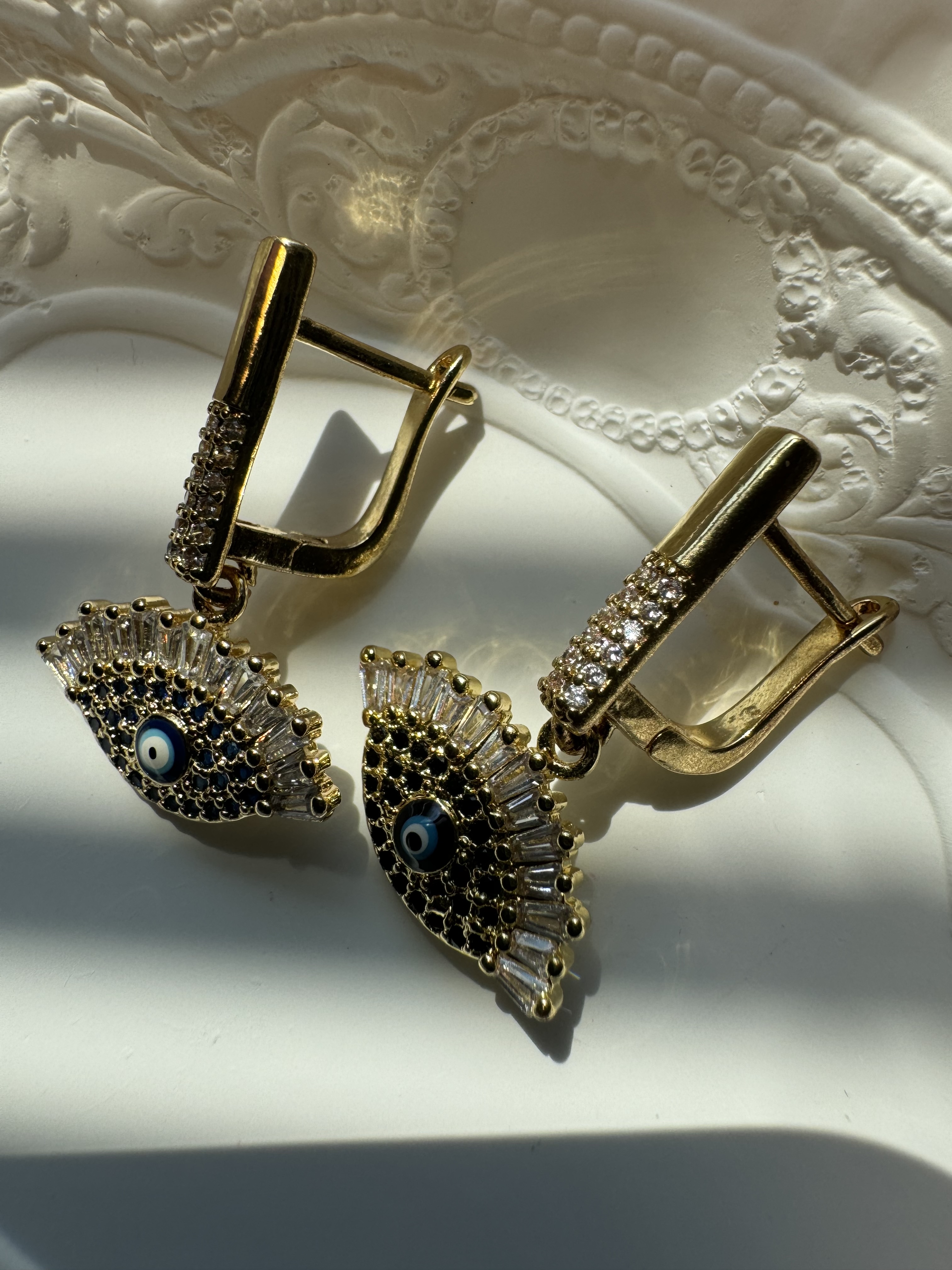 Gold Evil Eye Drop Earrings