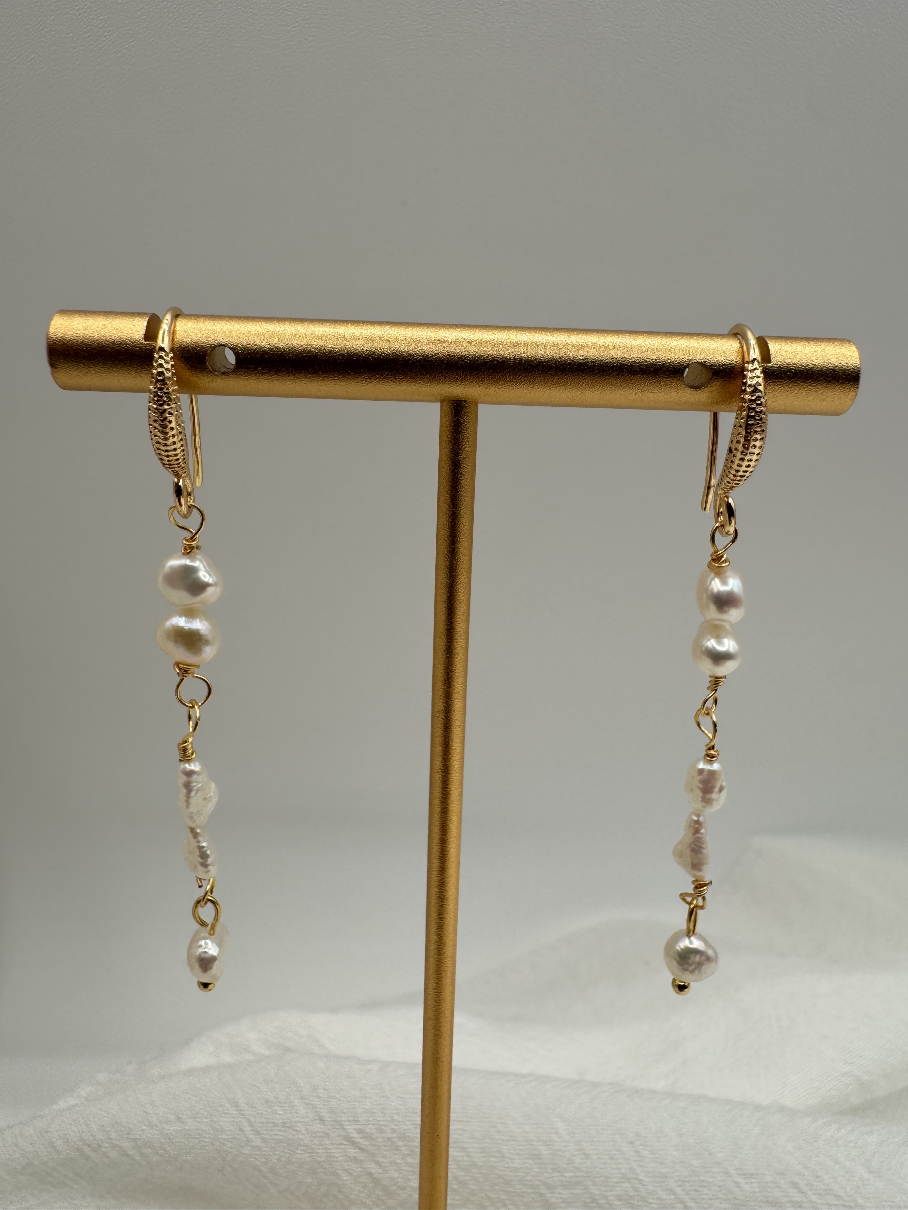 Gold Dangle Pearl Drop Earrings