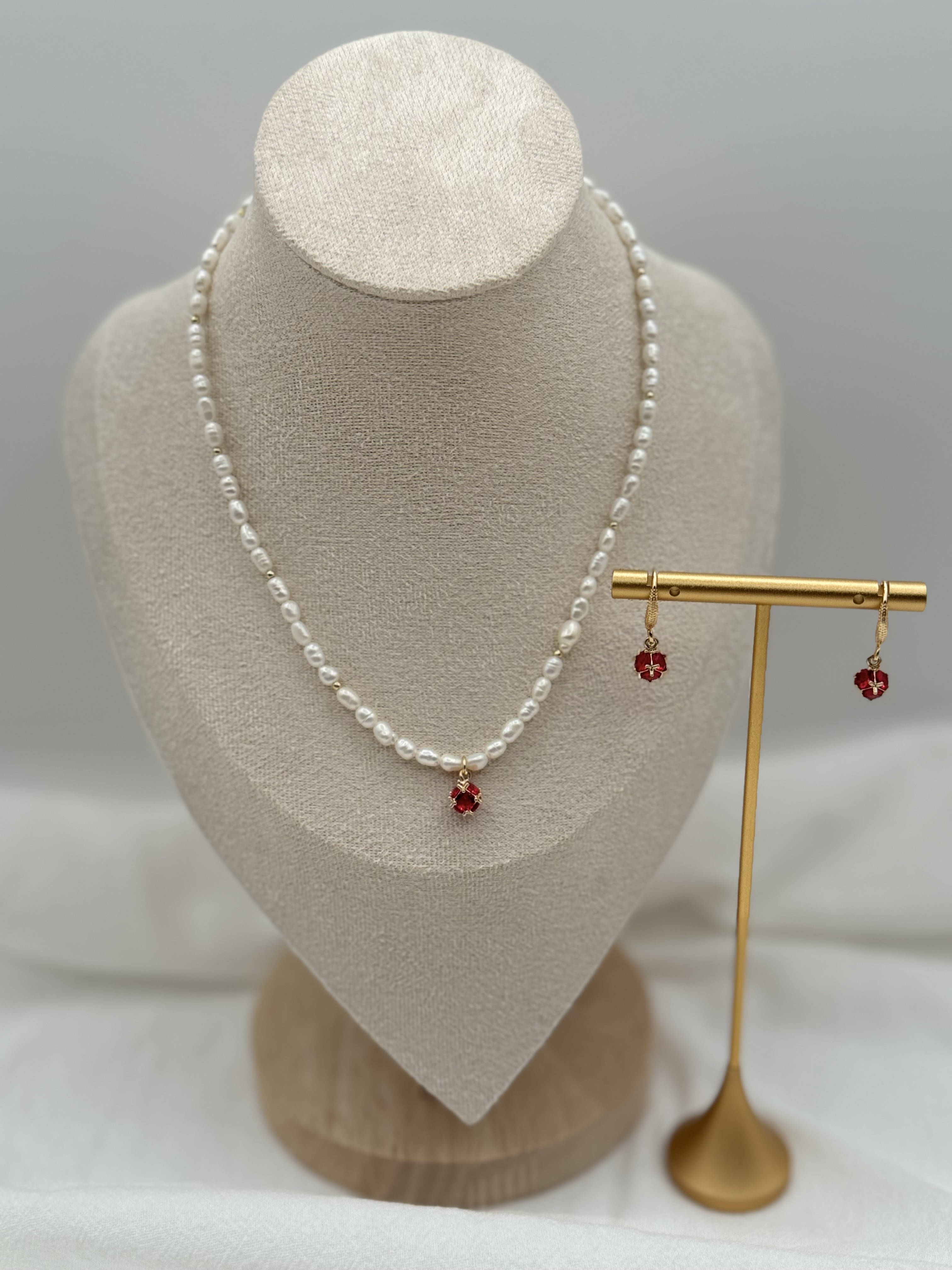 Pearl Necklace and Earring Set