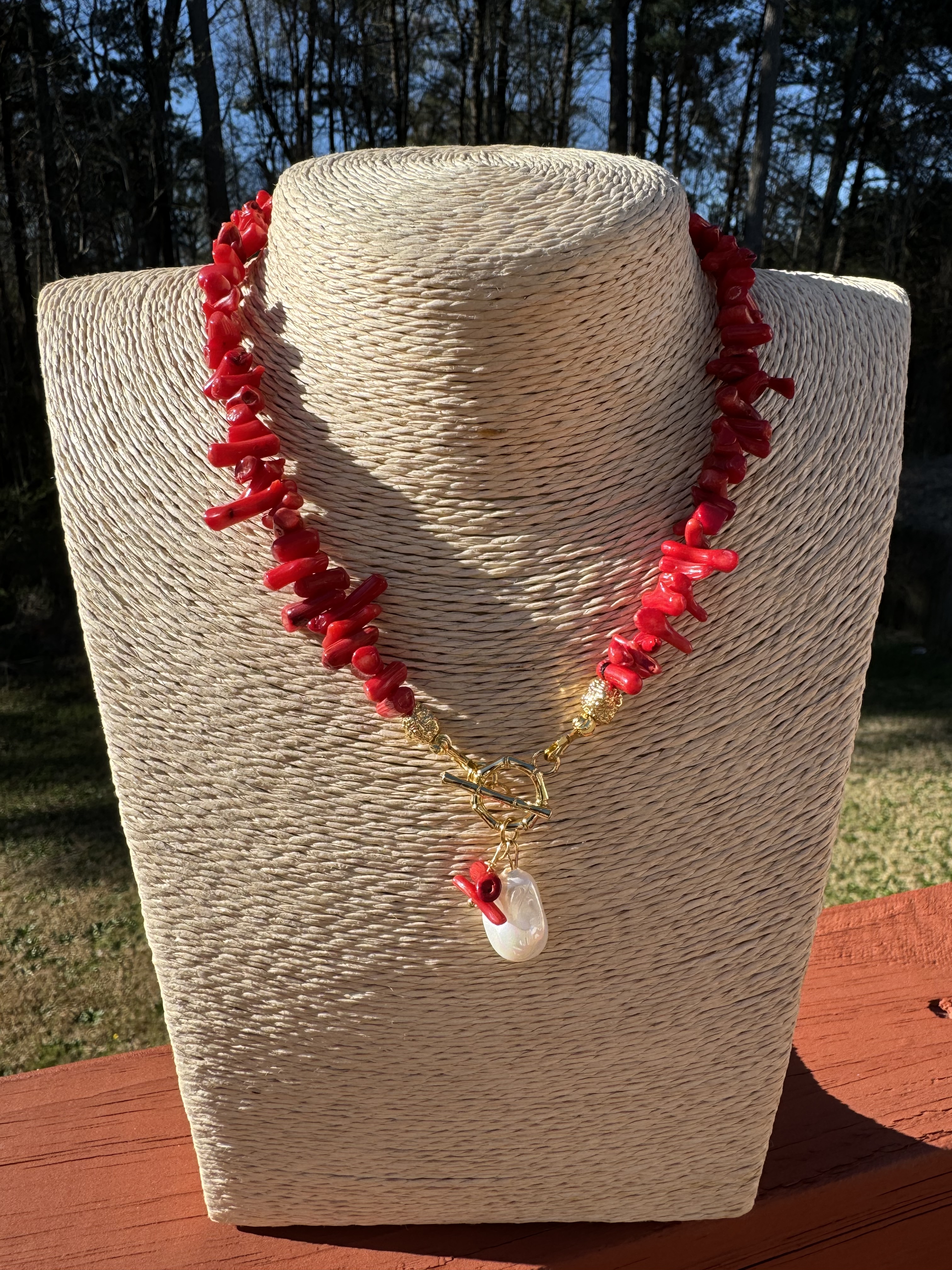 Red Coral Bead Necklace