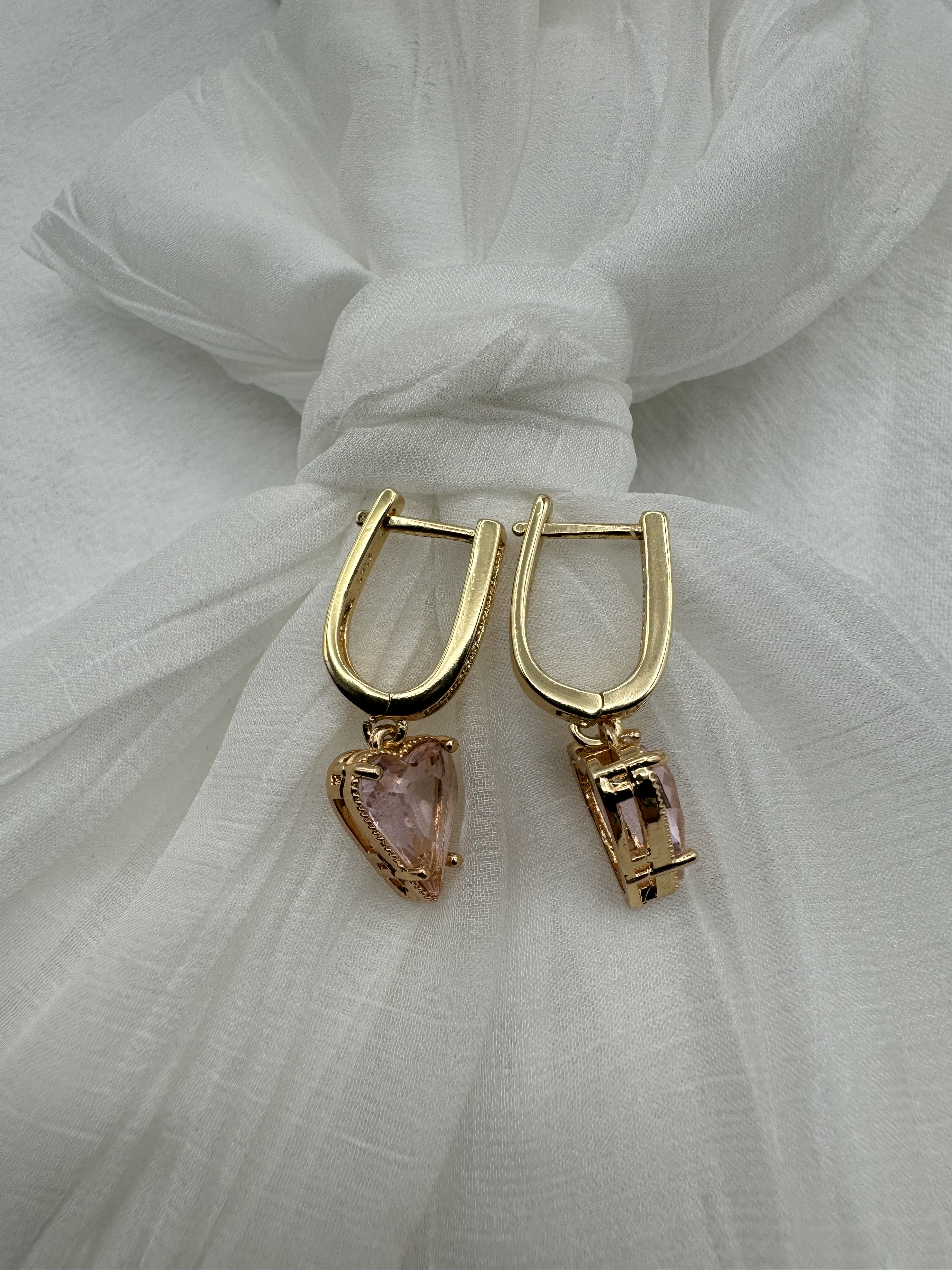 Gold Heart Drop Earrings