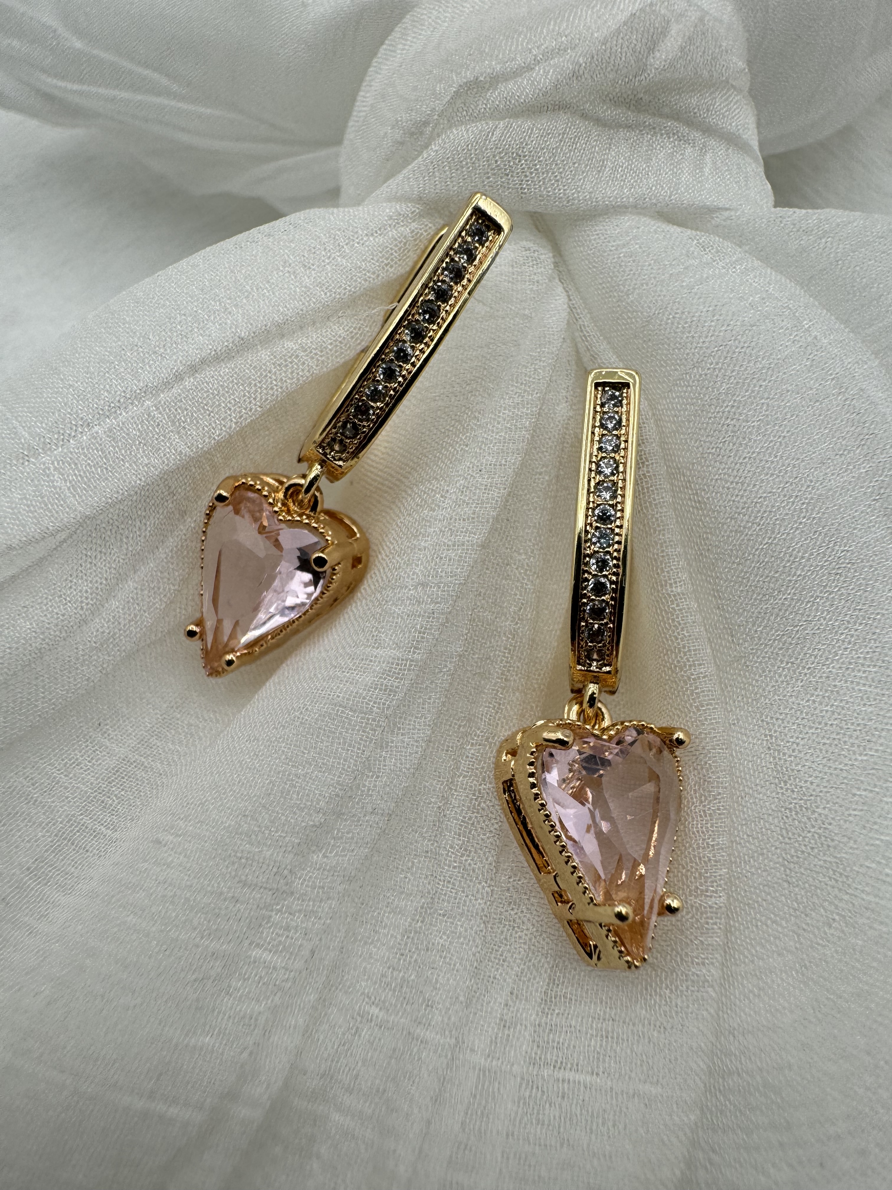 Gold Heart Drop Earrings