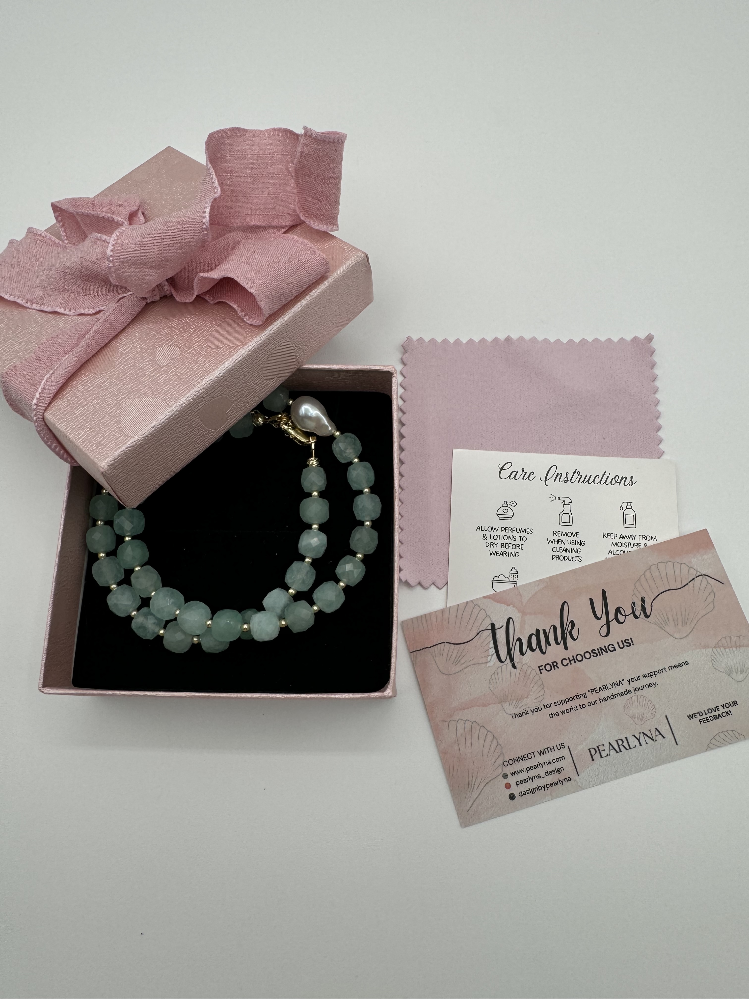 Blue angelite Beaded Necklace With baroque pearl