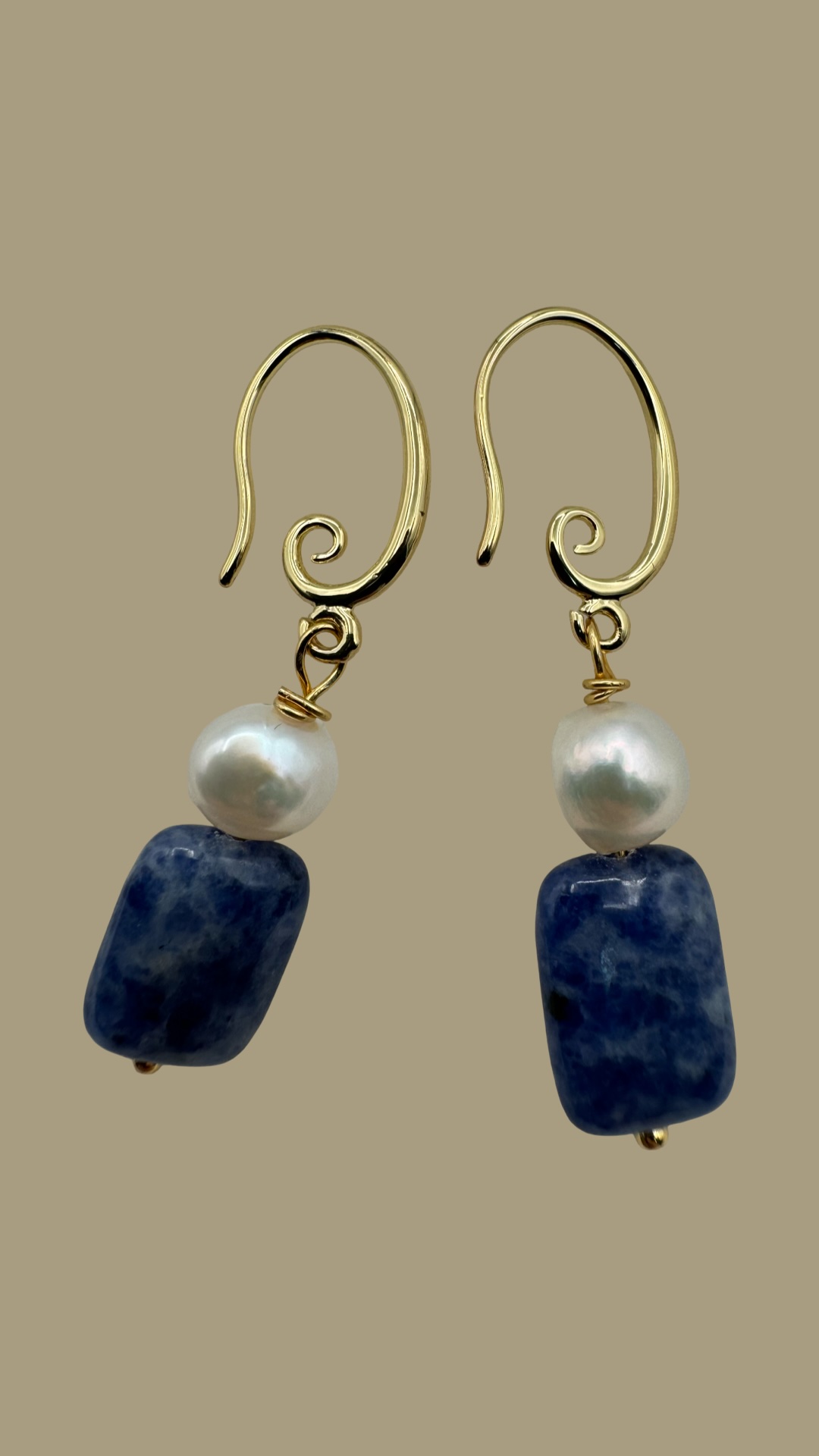 Blue sodalite and Pearl Earrings