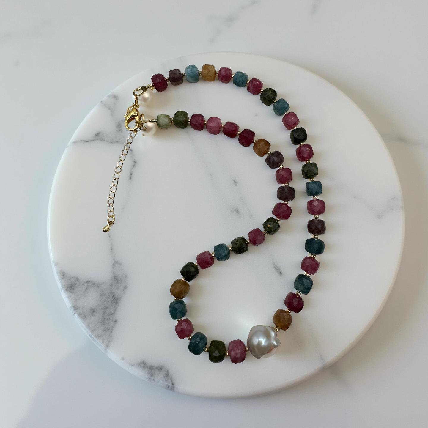 Colorful Tourmaline Beaded Necklace