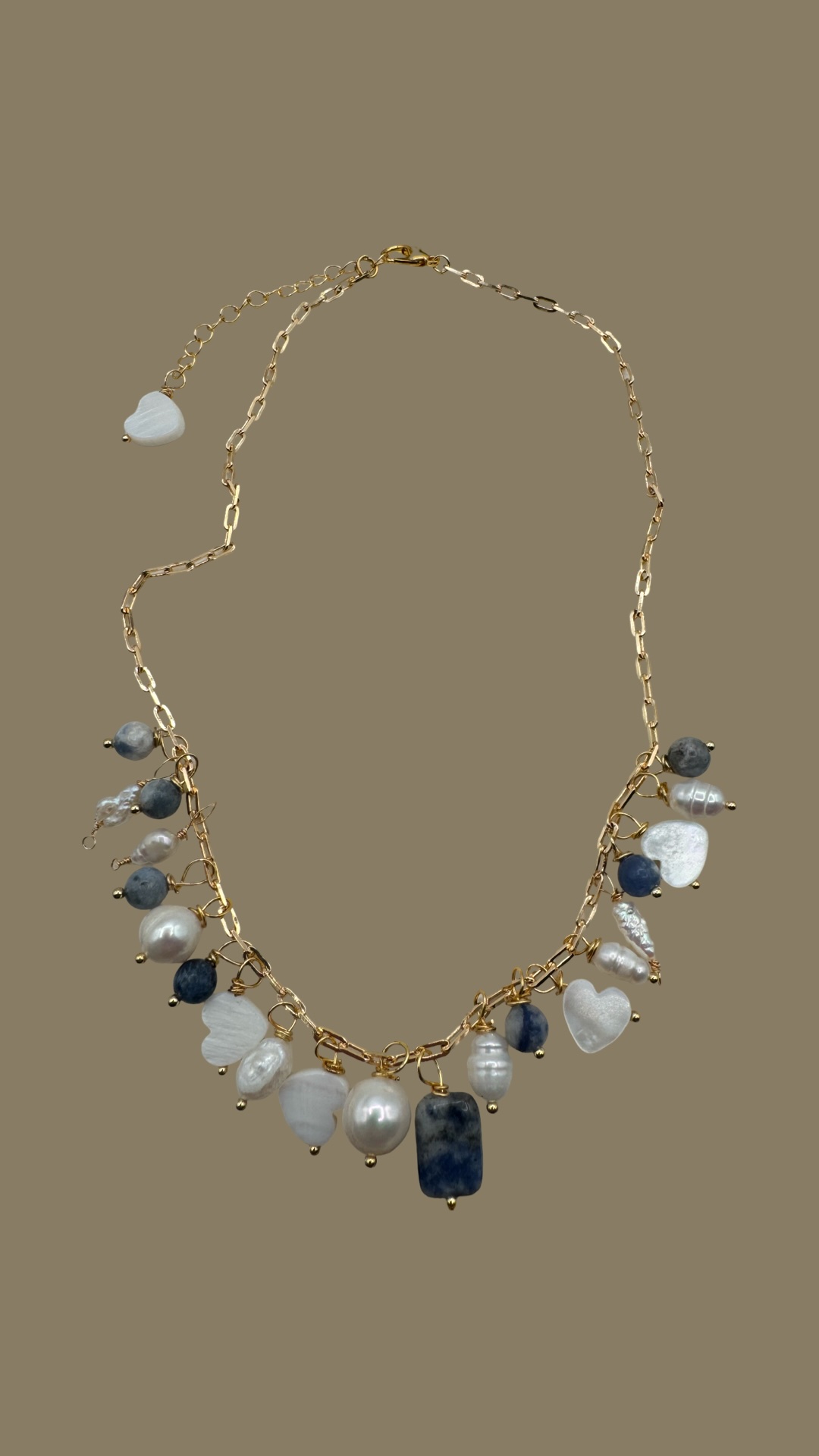 Handcrafted Pearl,Shell,Gemstone Necklace