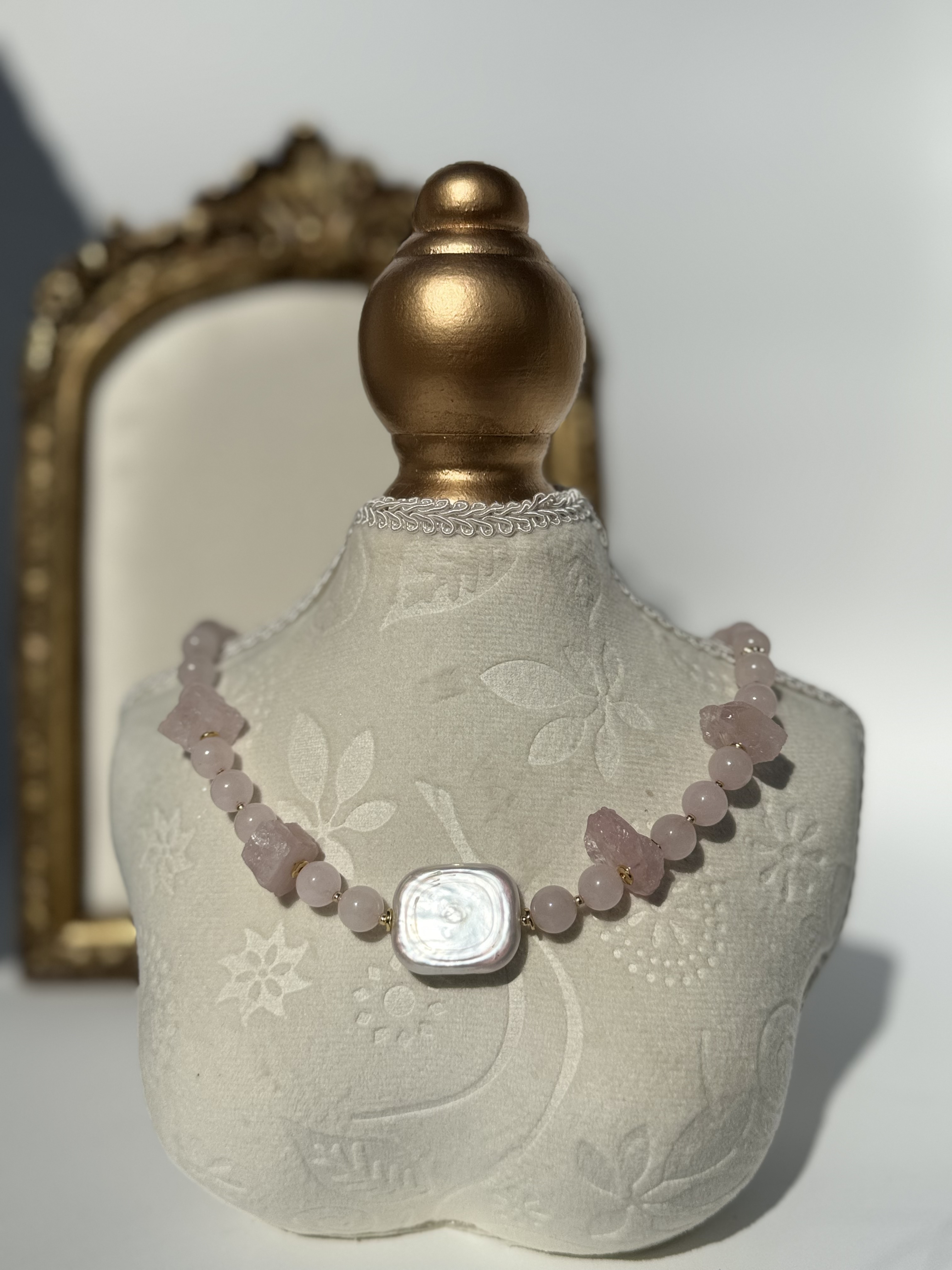Rose Quartz Beaded Necklace