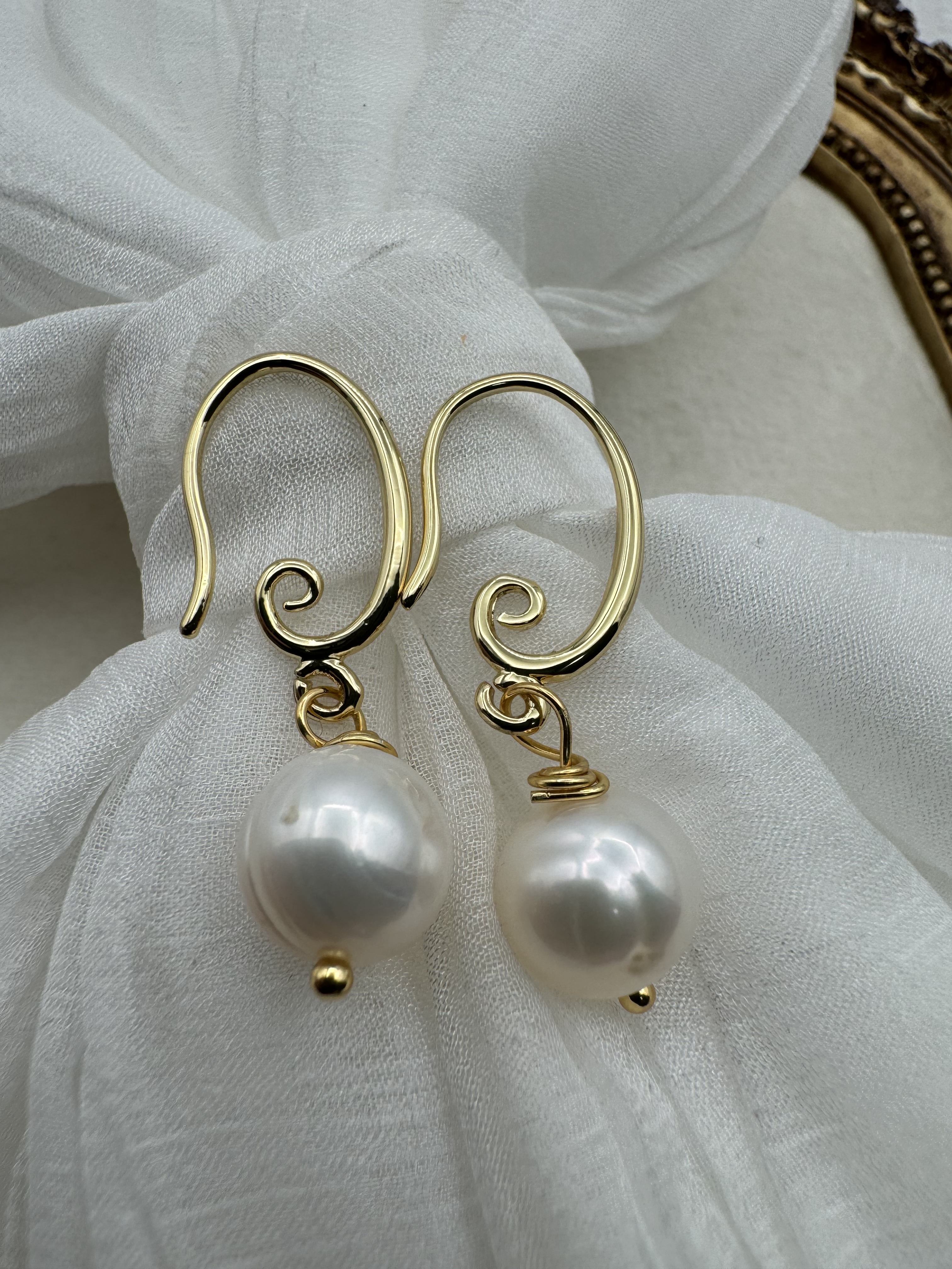Gold and Pearl Drop Earrings