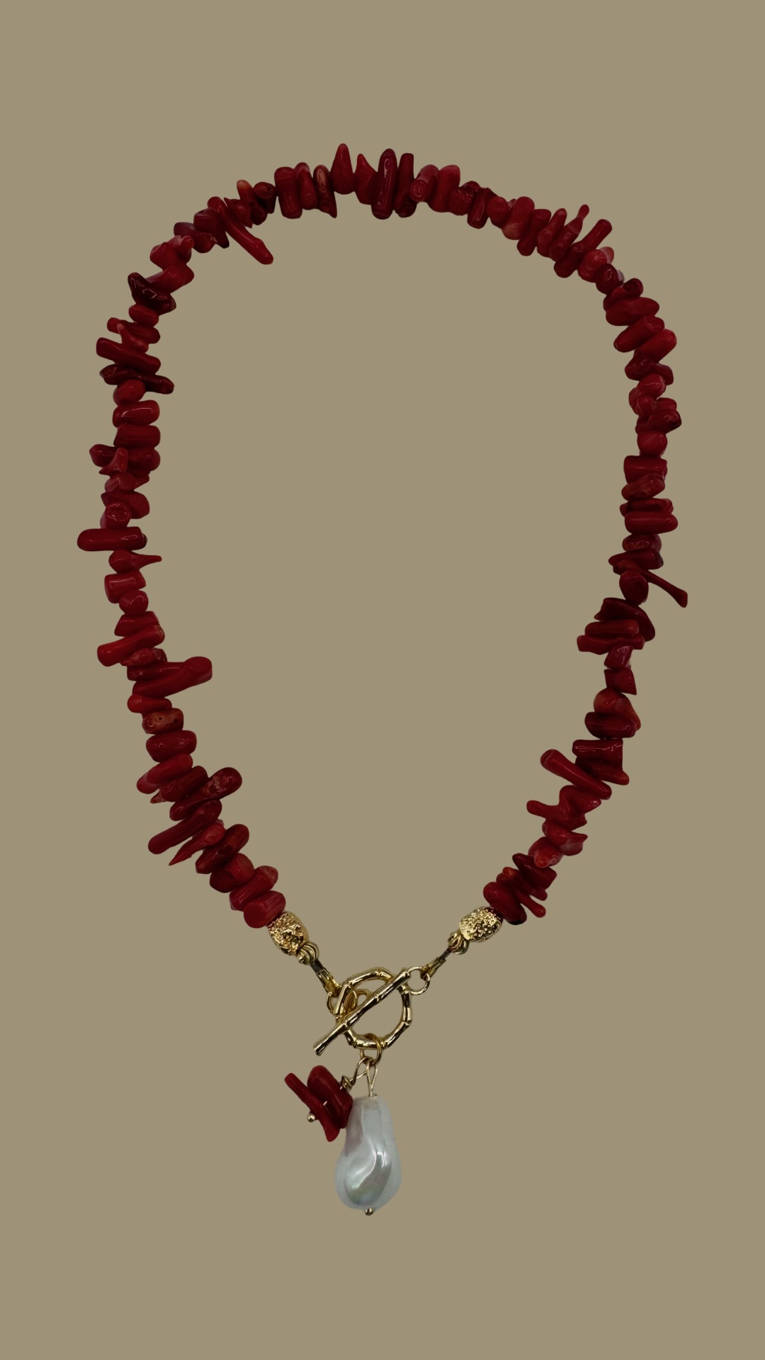 Red Coral Bead Necklace