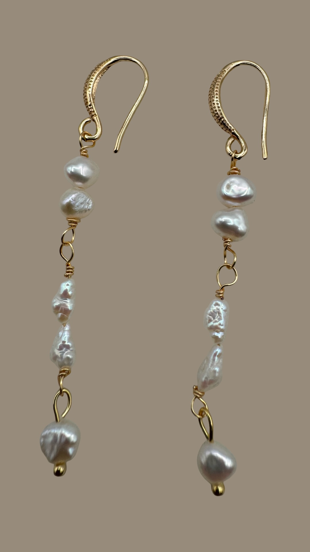 Gold Dangle Pearl Drop Earrings