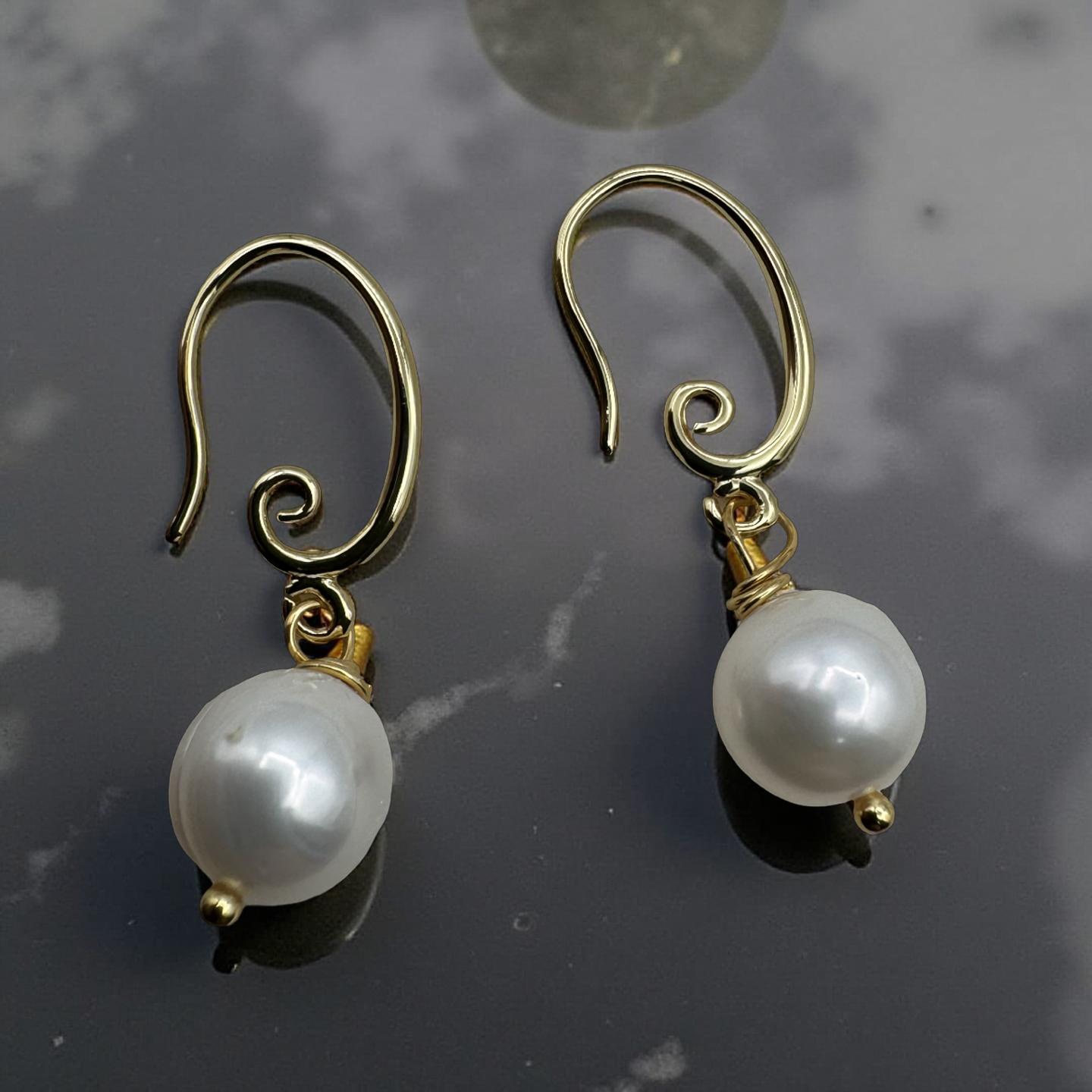 Gold and Pearl Drop Earrings