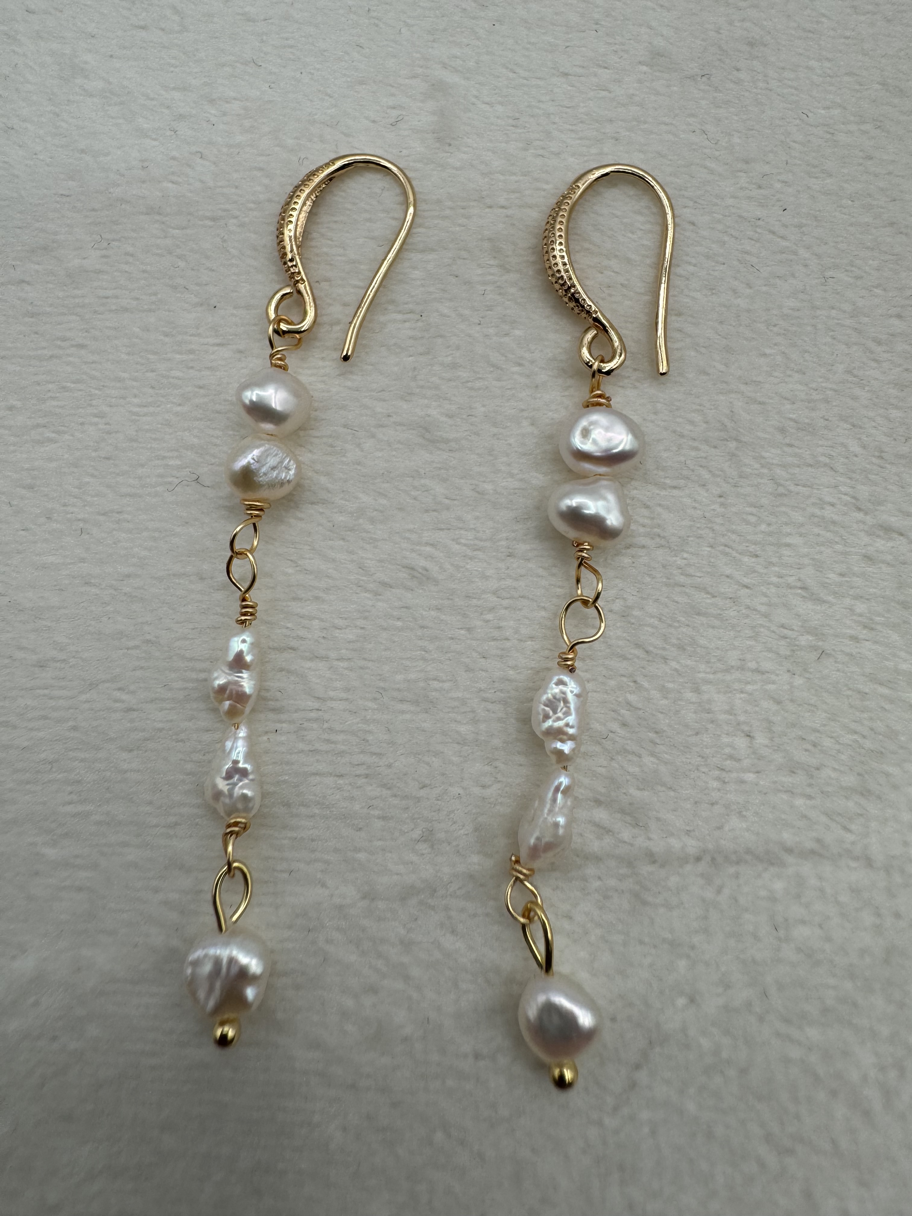 Gold Dangle Pearl Drop Earrings