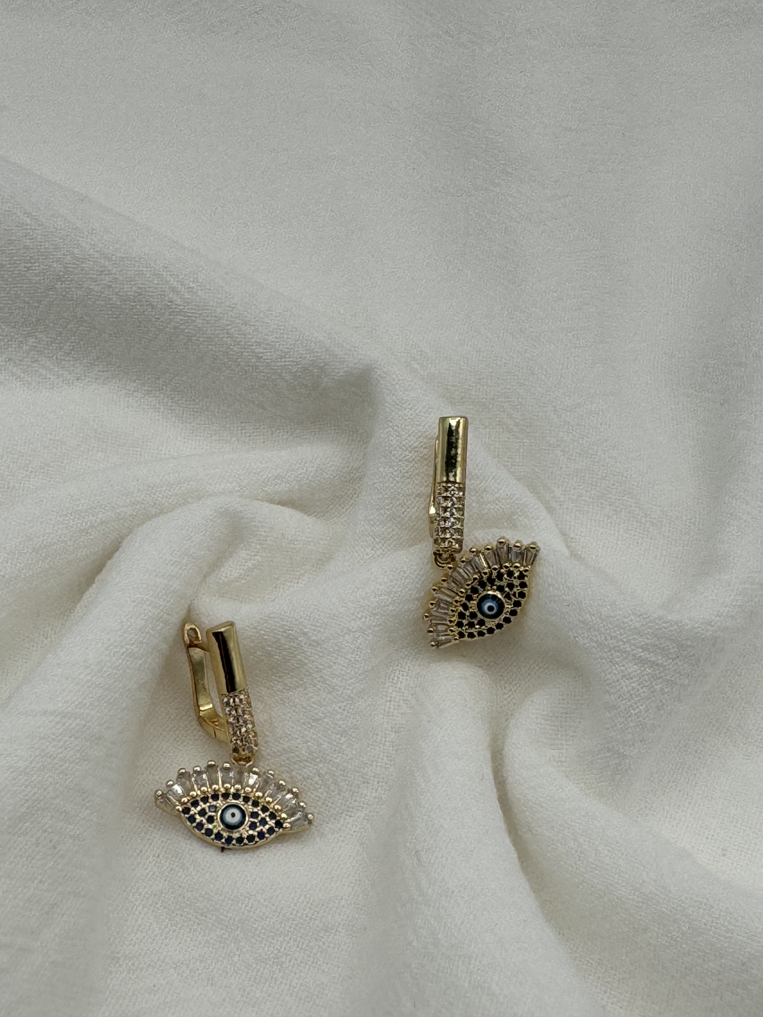 Gold Evil Eye Drop Earrings