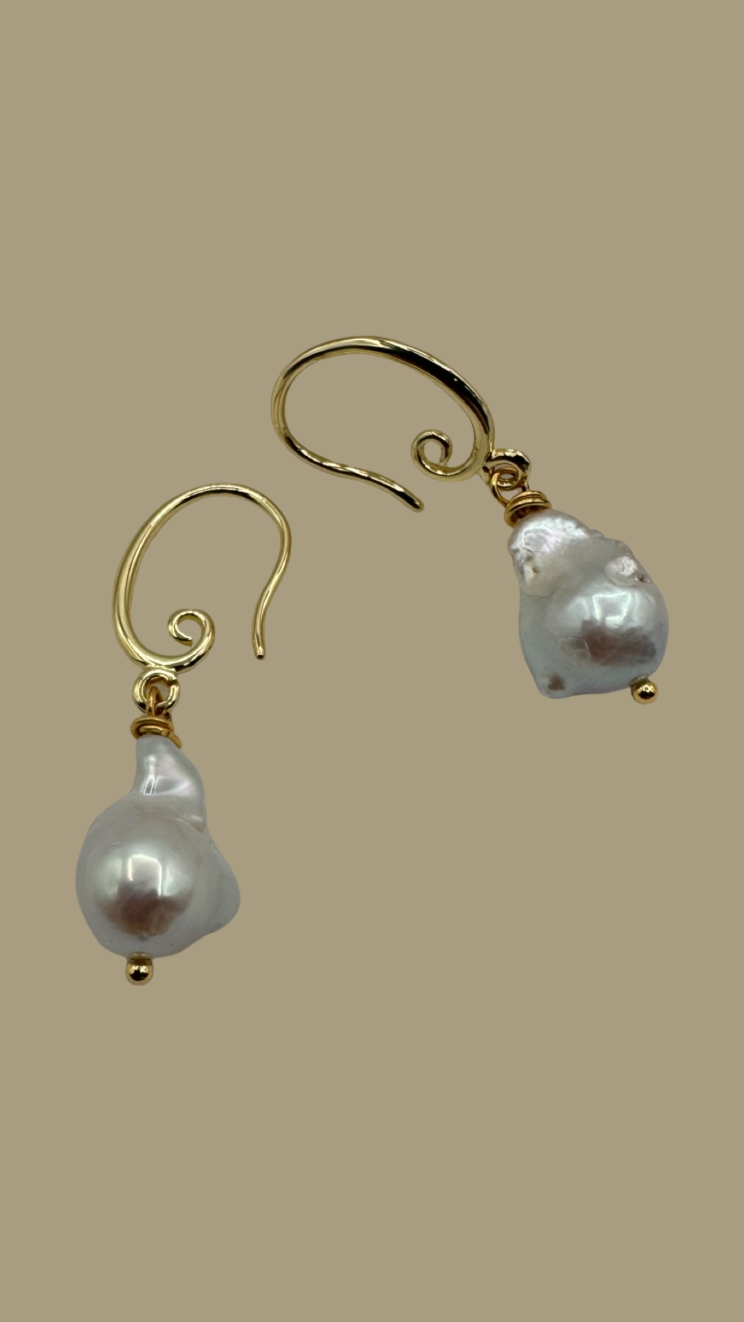 Gold Baroque Pearl Earrings