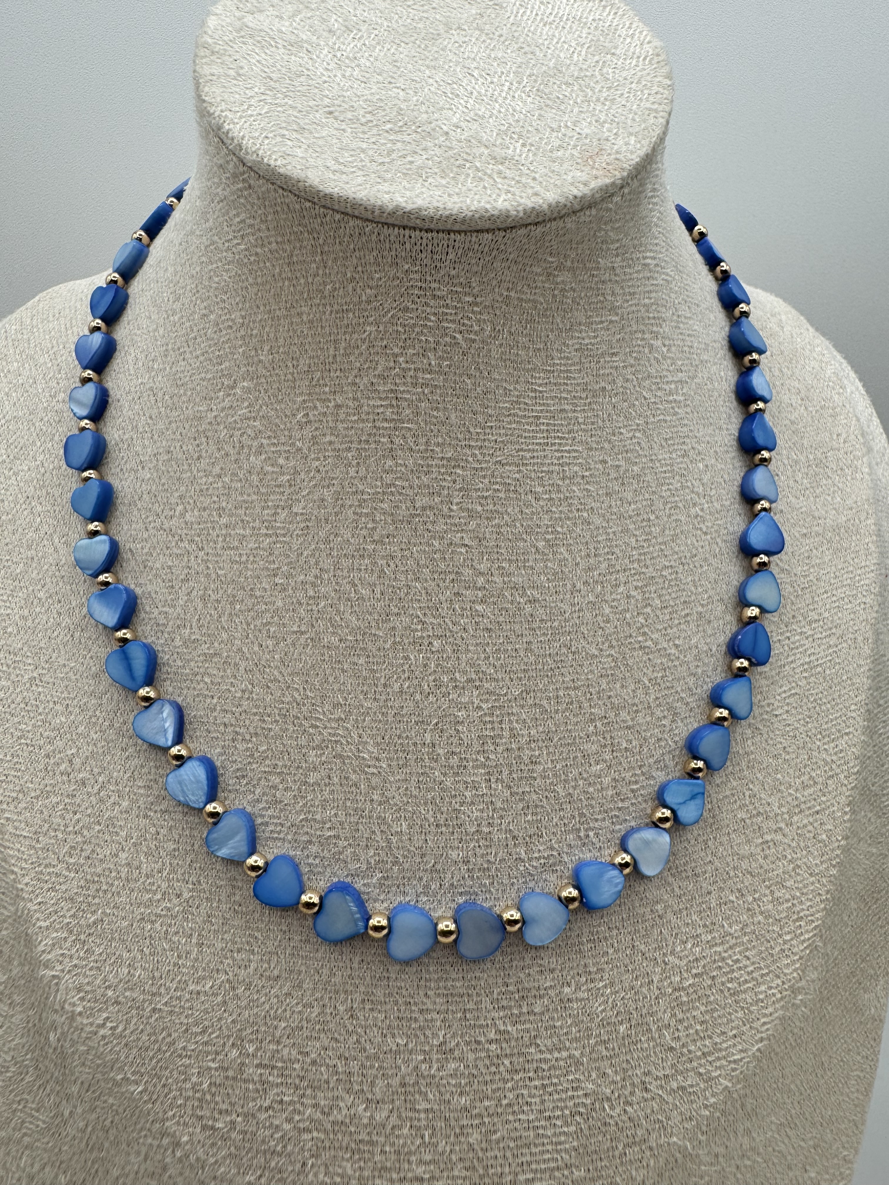 Blue Mother of  Pearl Bead Necklace