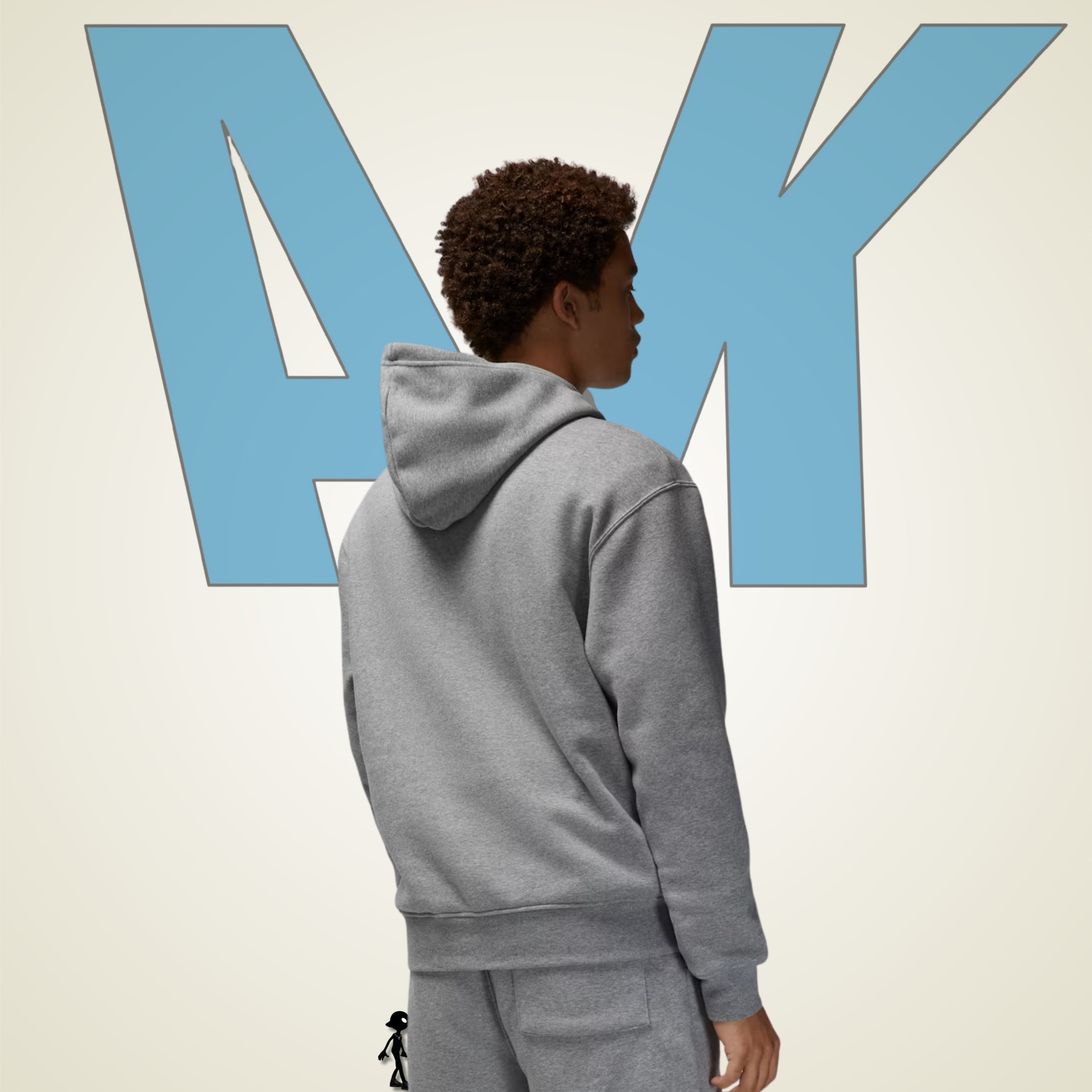 Hoodie Jordan Fleece Gris "contorno negro jumpman"