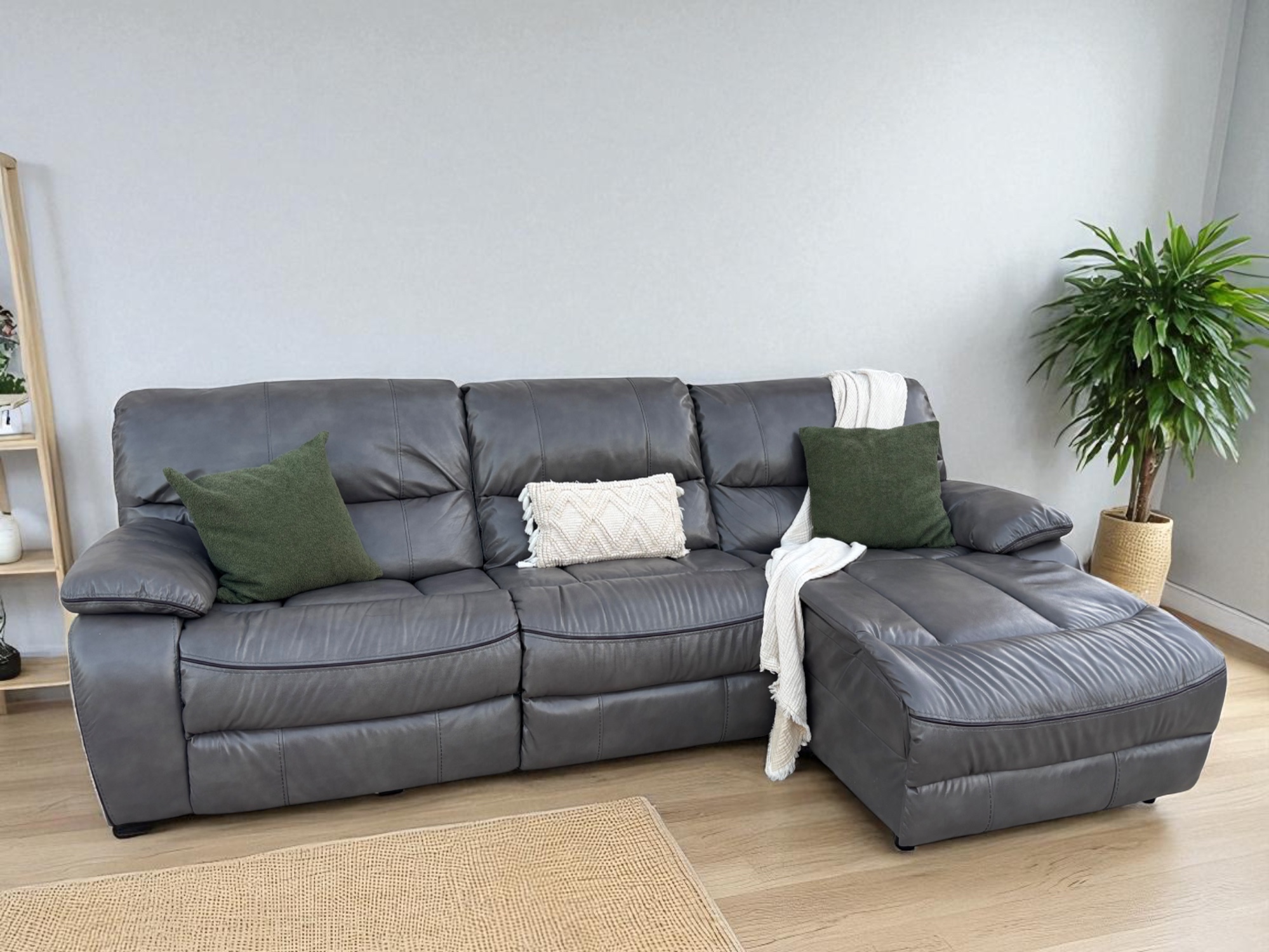 Faux Leather Power Reclining Sectional with USB Ports 