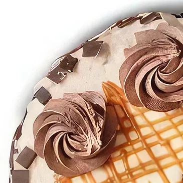 Caramel Garnished Chocolate Toffee Cake