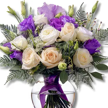 Rustic Purple & White Flower Arrangement