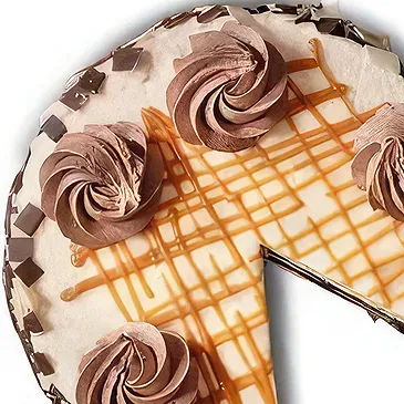 Caramel Garnished Chocolate Toffee Cake